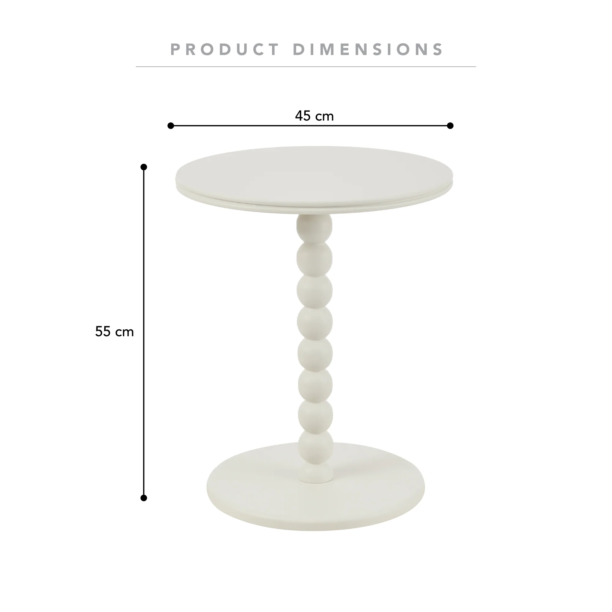 Bobbin 45cm Side Table Cream - Image 3