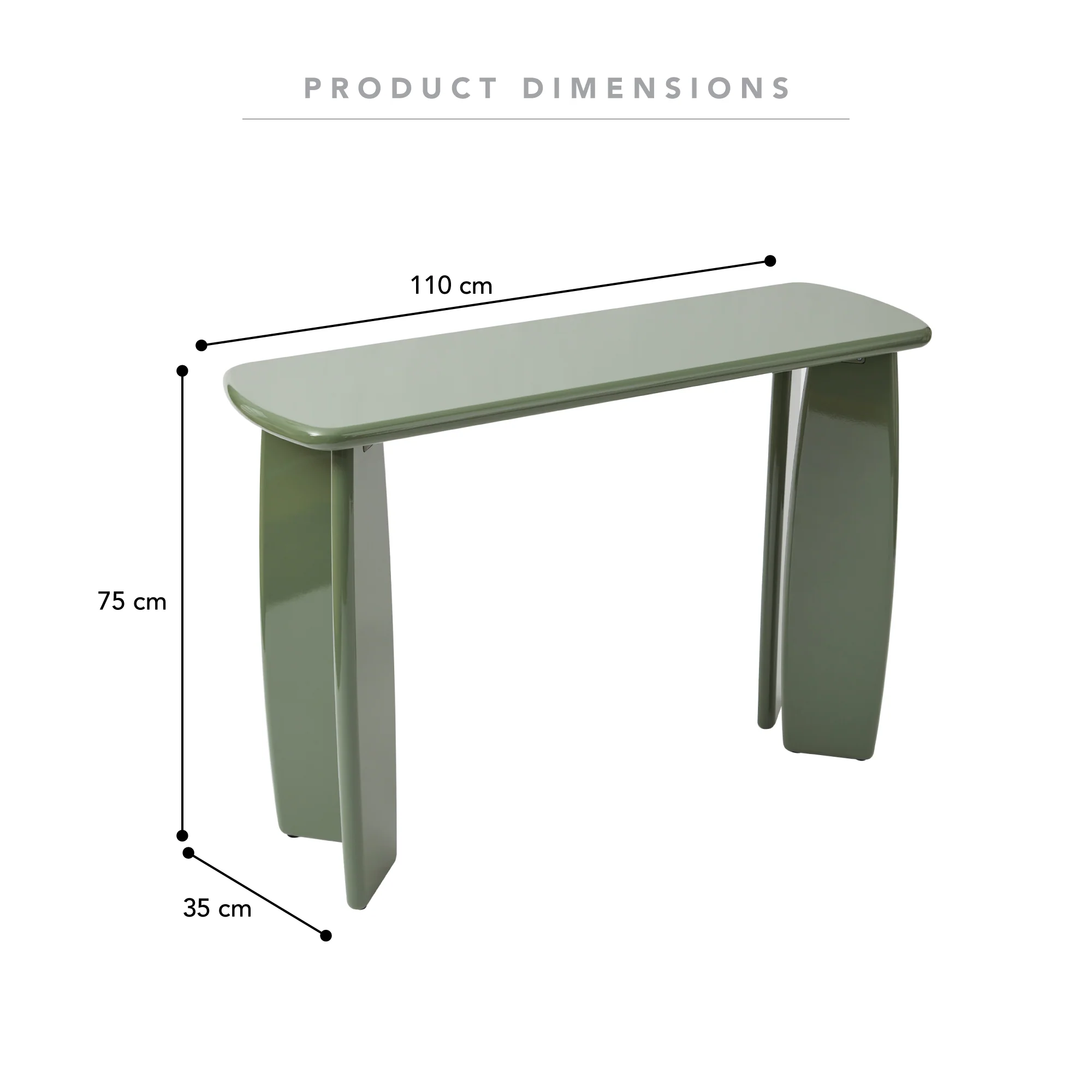 Charlie Gloss Console Table Green (110cm) - Image 3