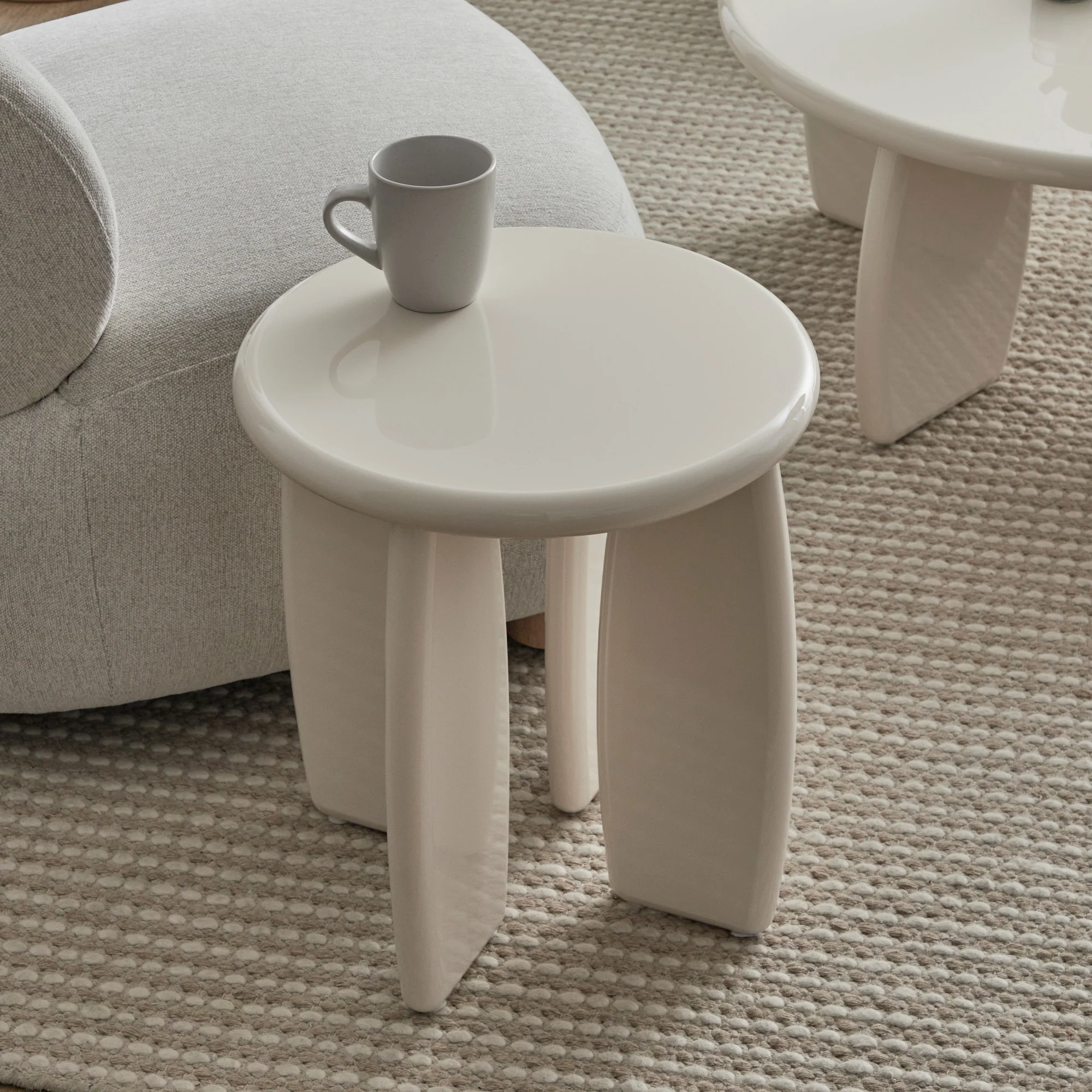 Charlie Gloss Side Table Cream