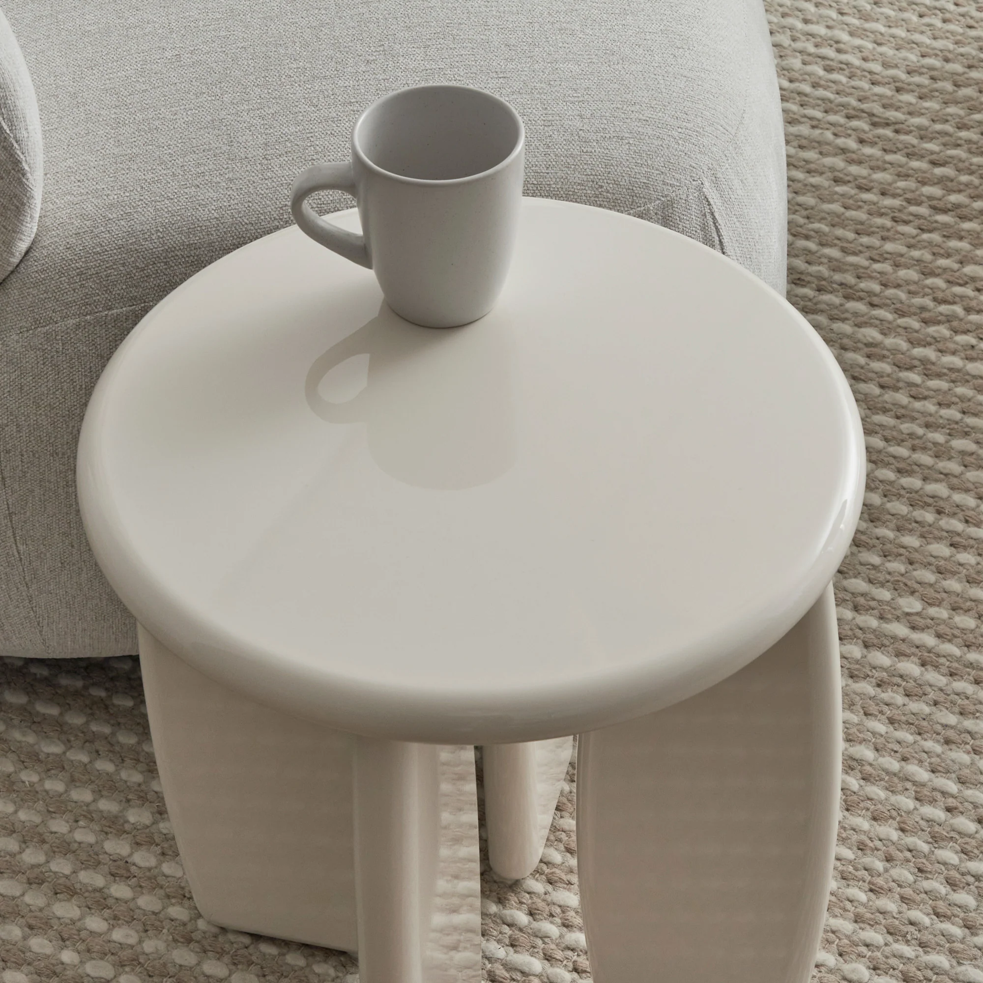 Charlie Gloss Side Table Cream - Image 6