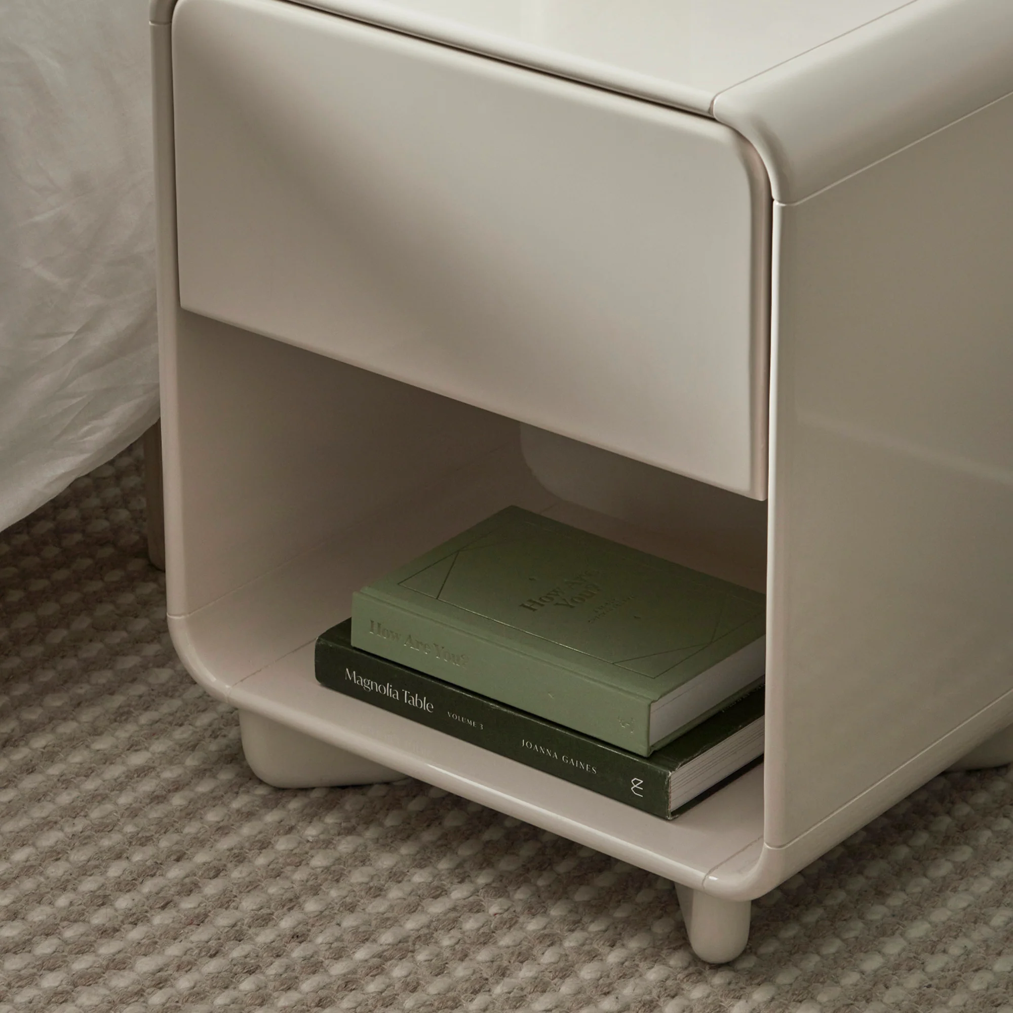 Charlie Gloss Bedside Table Cream - Image 7
