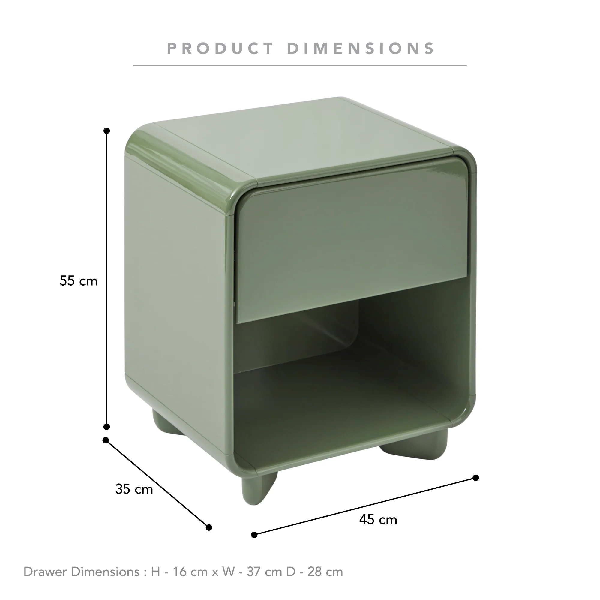 Charlie Gloss Bedside Table Green - Image 3