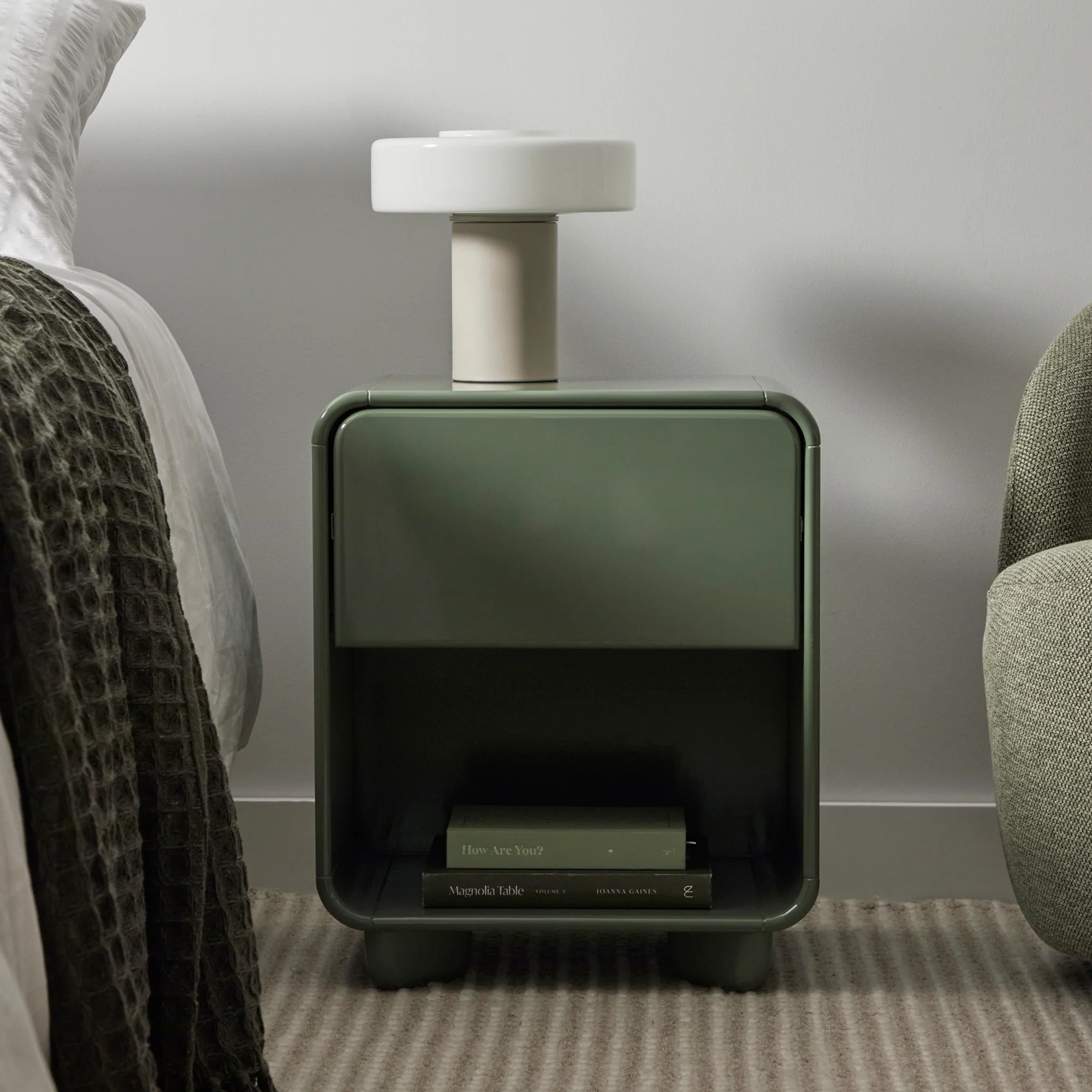 Charlie Gloss Bedside Table Green - Image 4