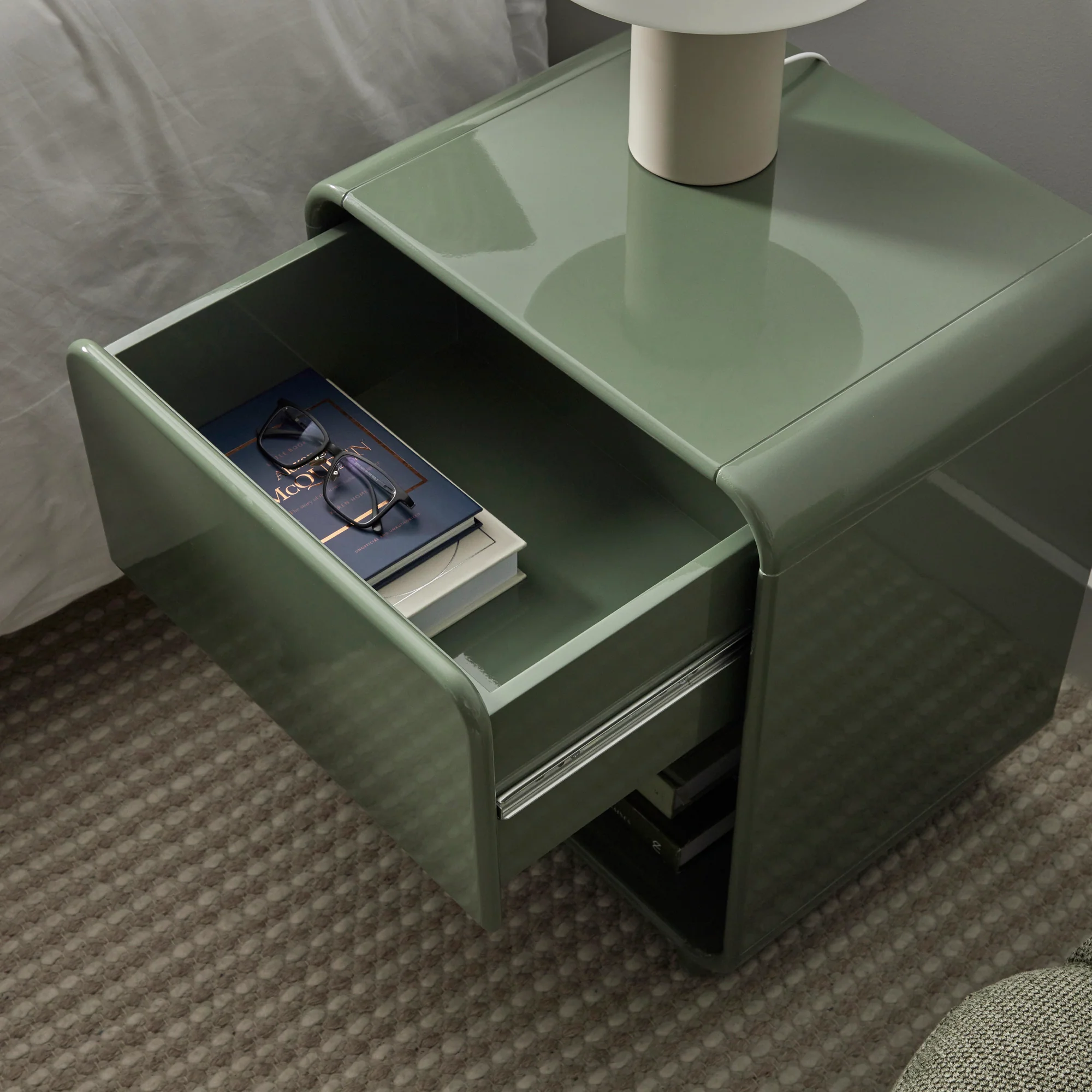 Charlie Gloss Bedside Table Green (Set of 2) - Image 6