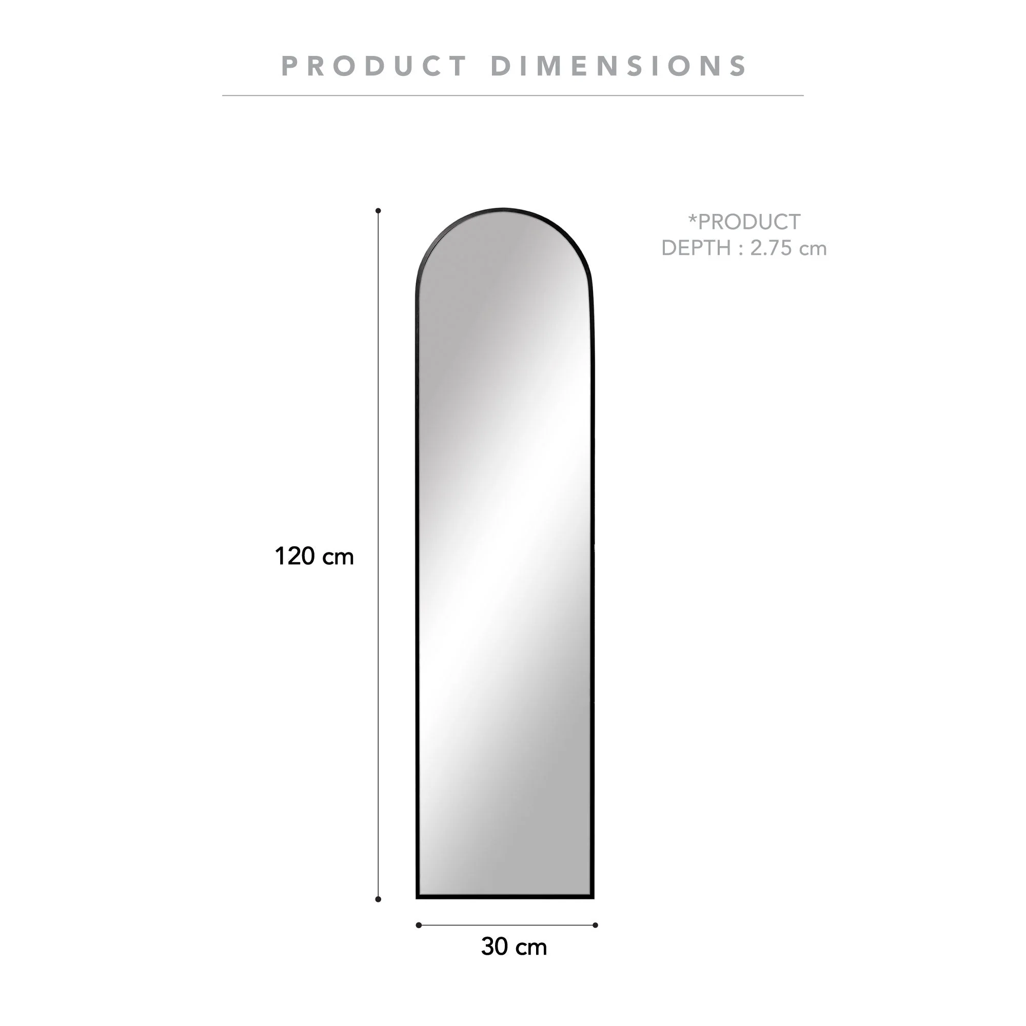 Cindy 120cm Arched Leaning Wall Mirror Black - Image 4