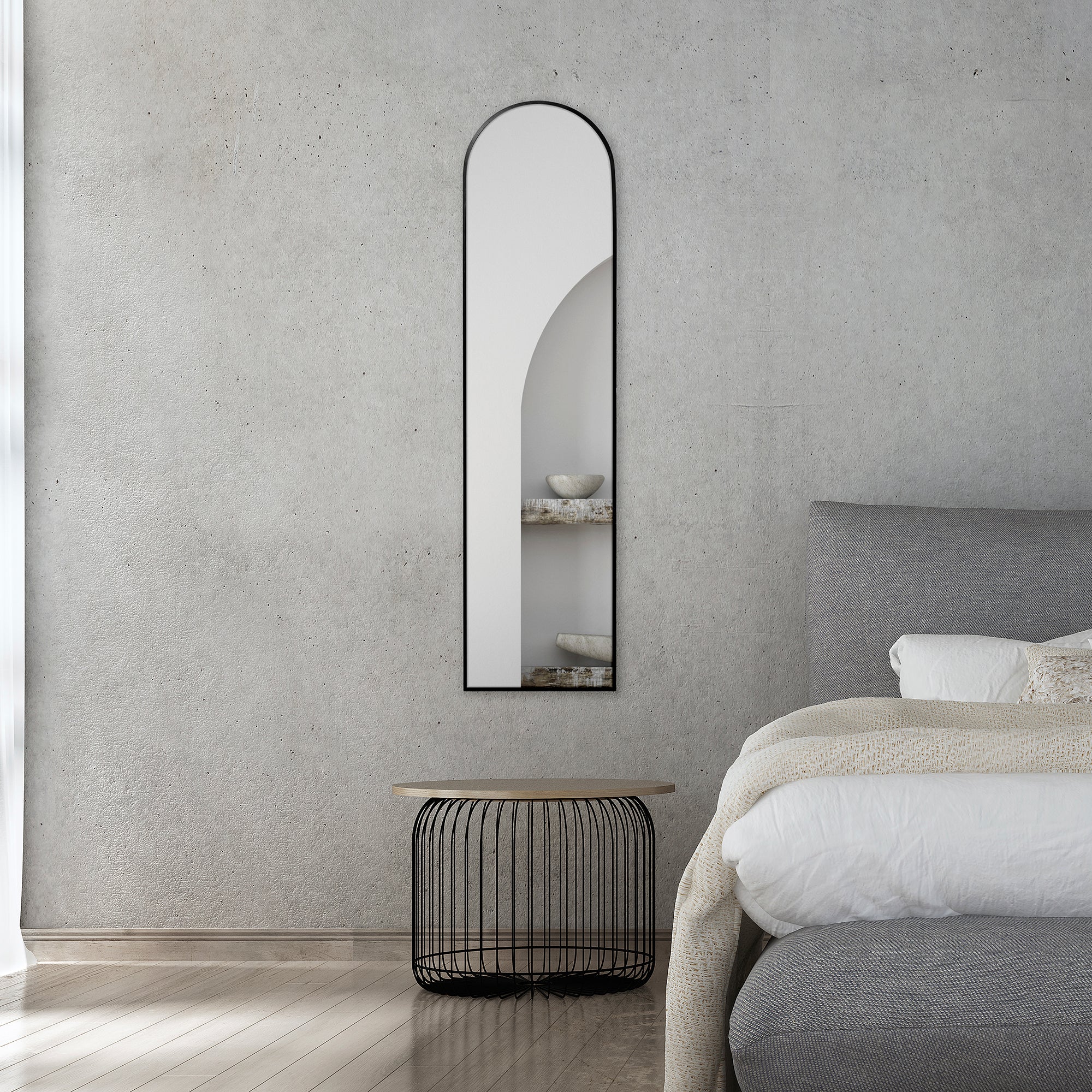 Cindy 120cm Arched Leaning Wall Mirror Black - Image 5
