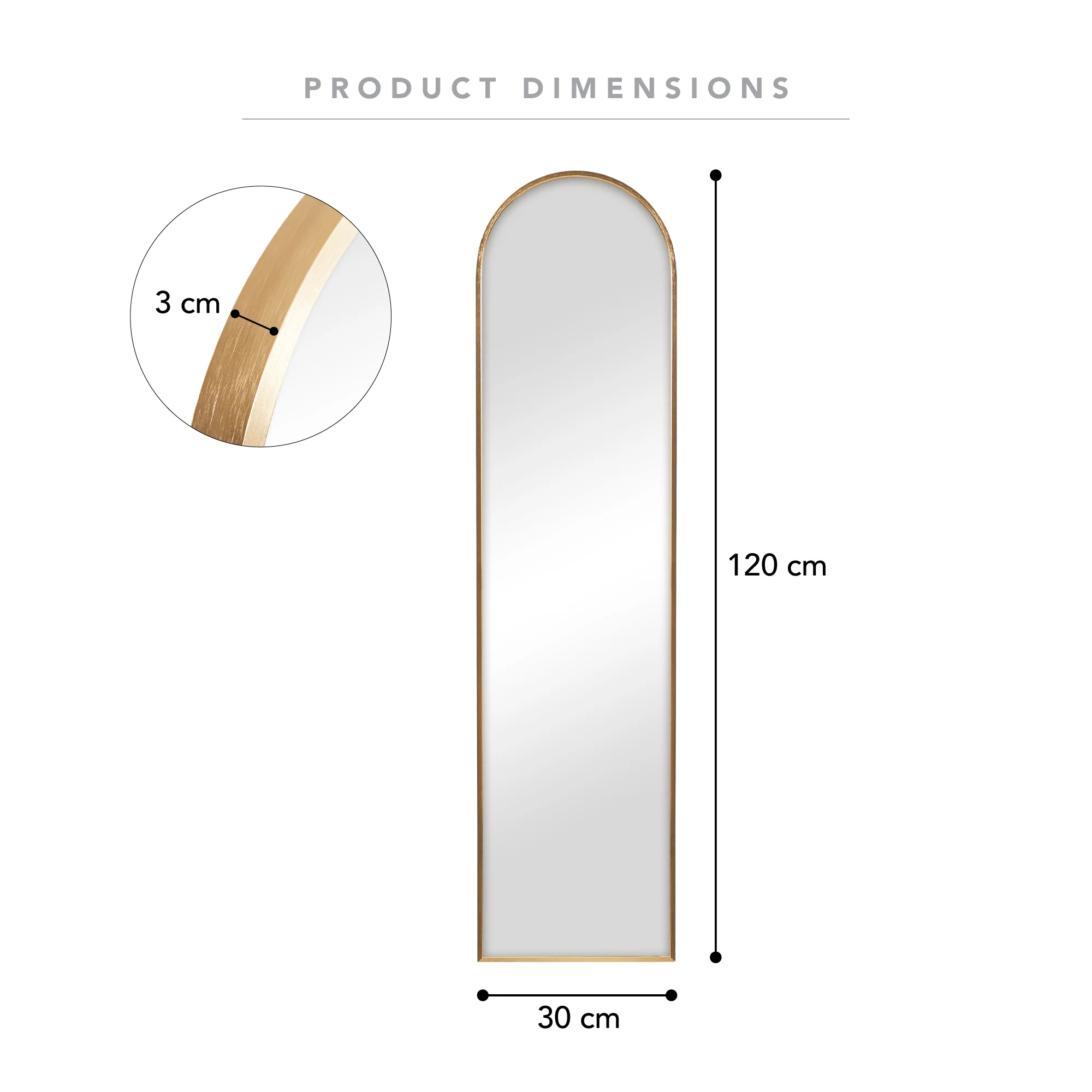 Cindy 120cm Arched Leaning Wall Mirror Black - Image 11