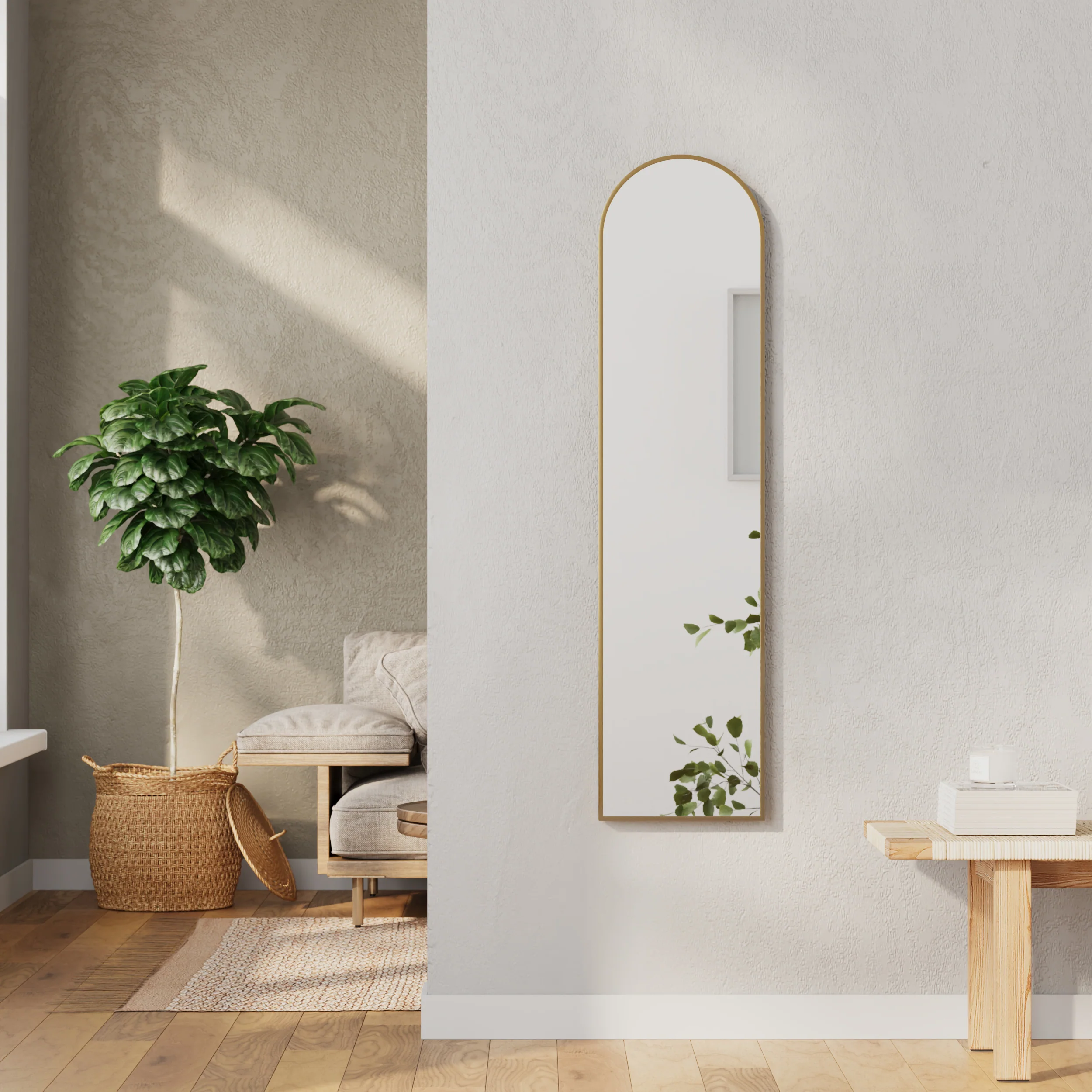 Cindy 120cm Arched Leaning Wall Mirror Black - Image 12