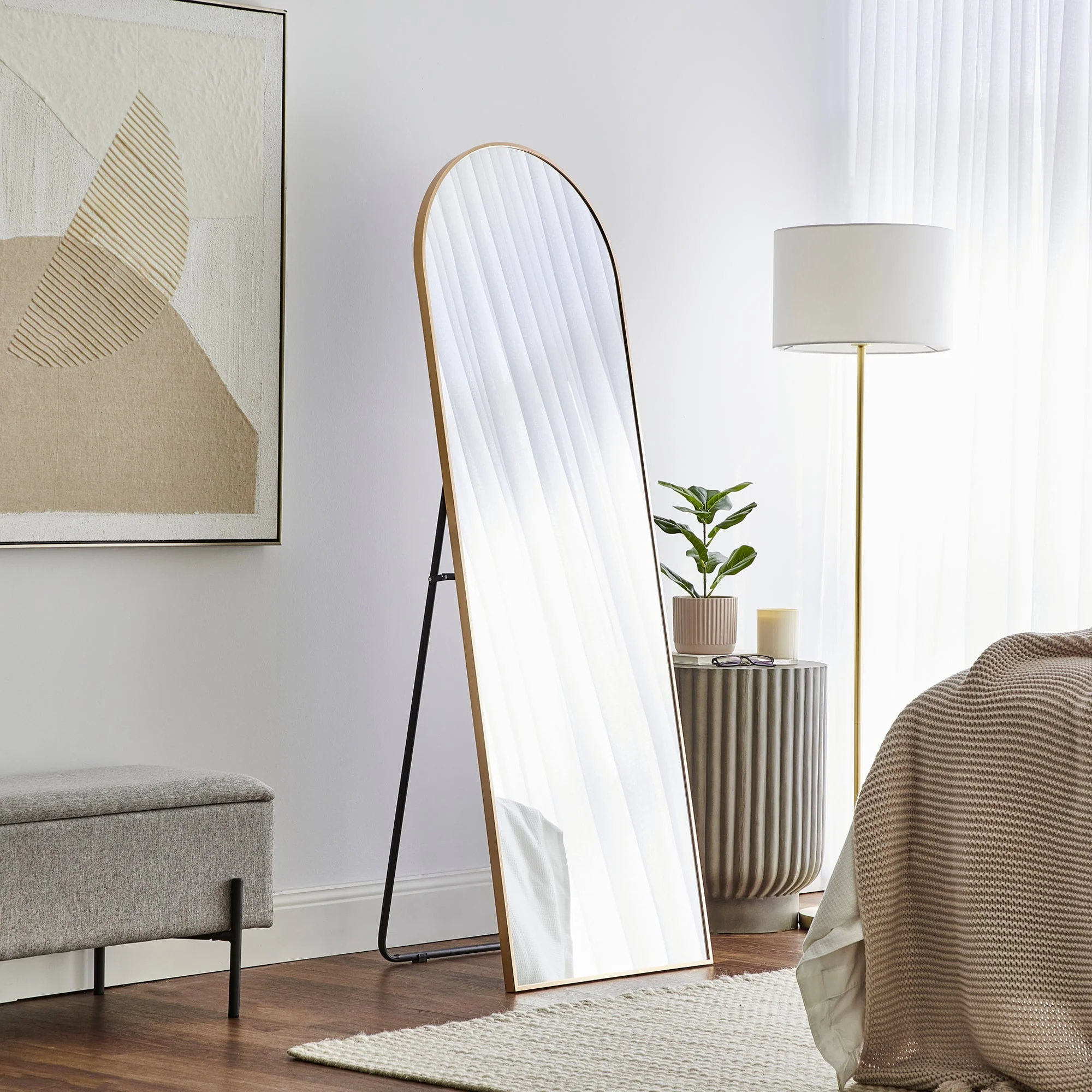 Cindy 165cm Arched Standing Full Length Mirror Gold