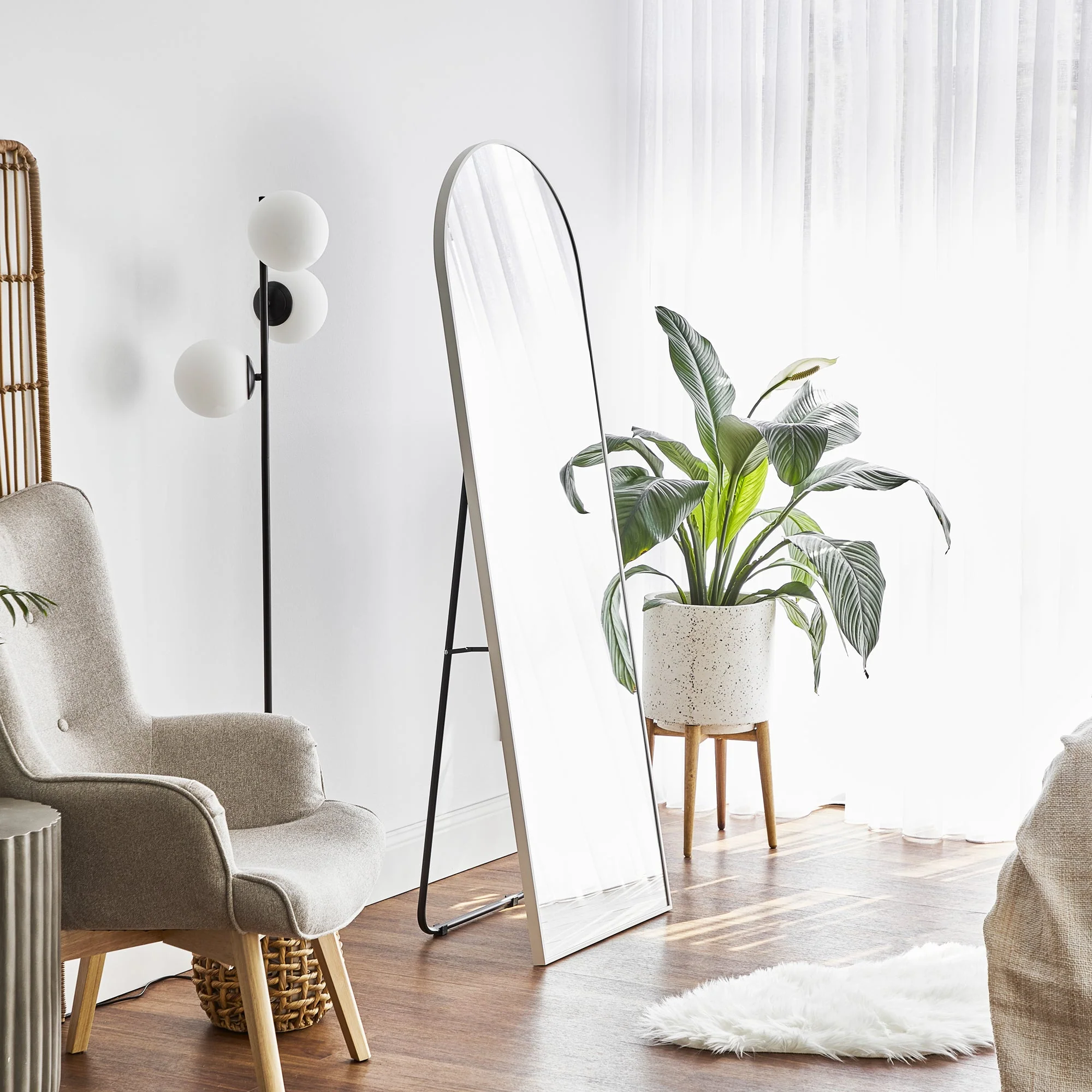 Cindy 165cm Arched Standing Full Length Mirror White - Image 5