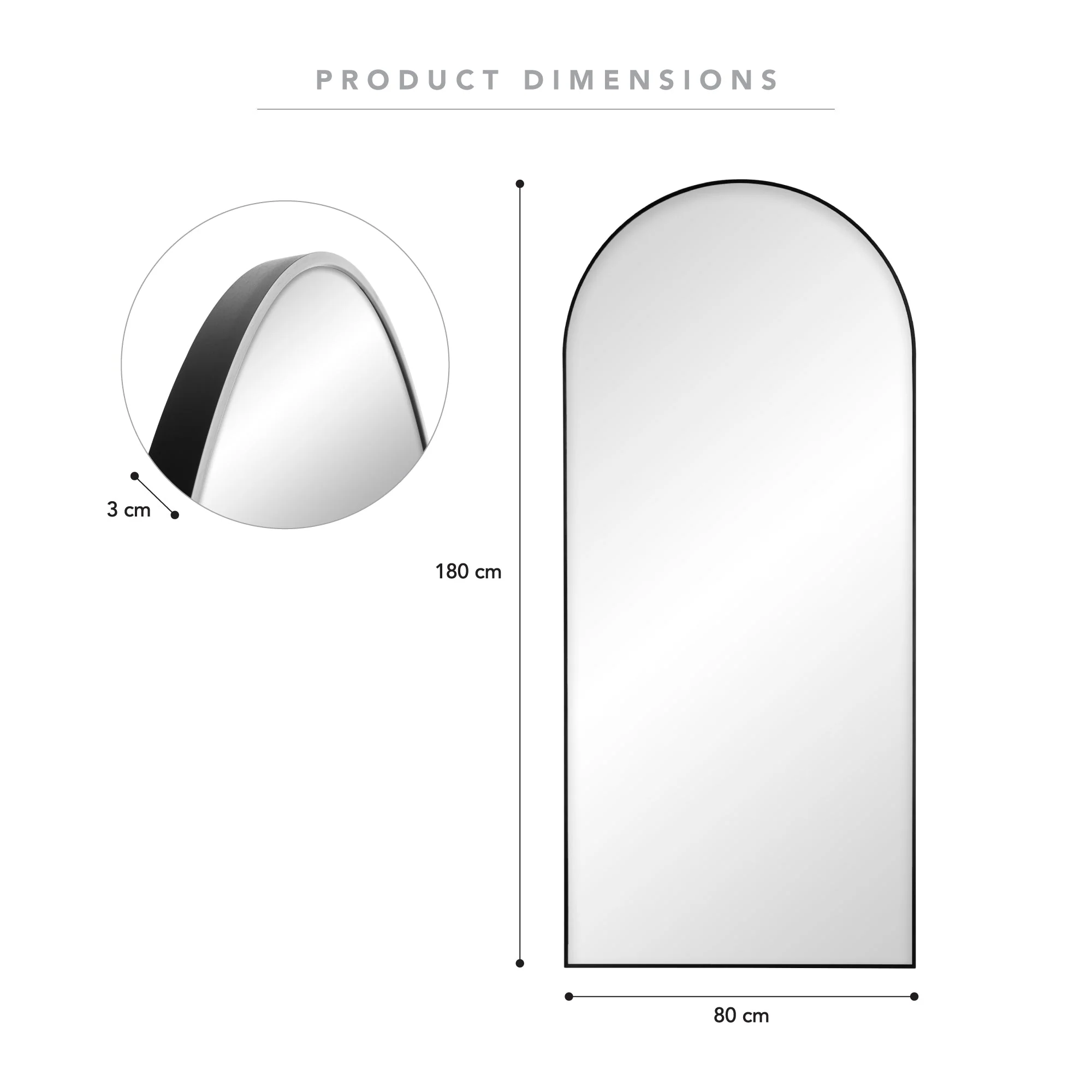 Cindy XL 180cm Arch Mirror Black - Image 3