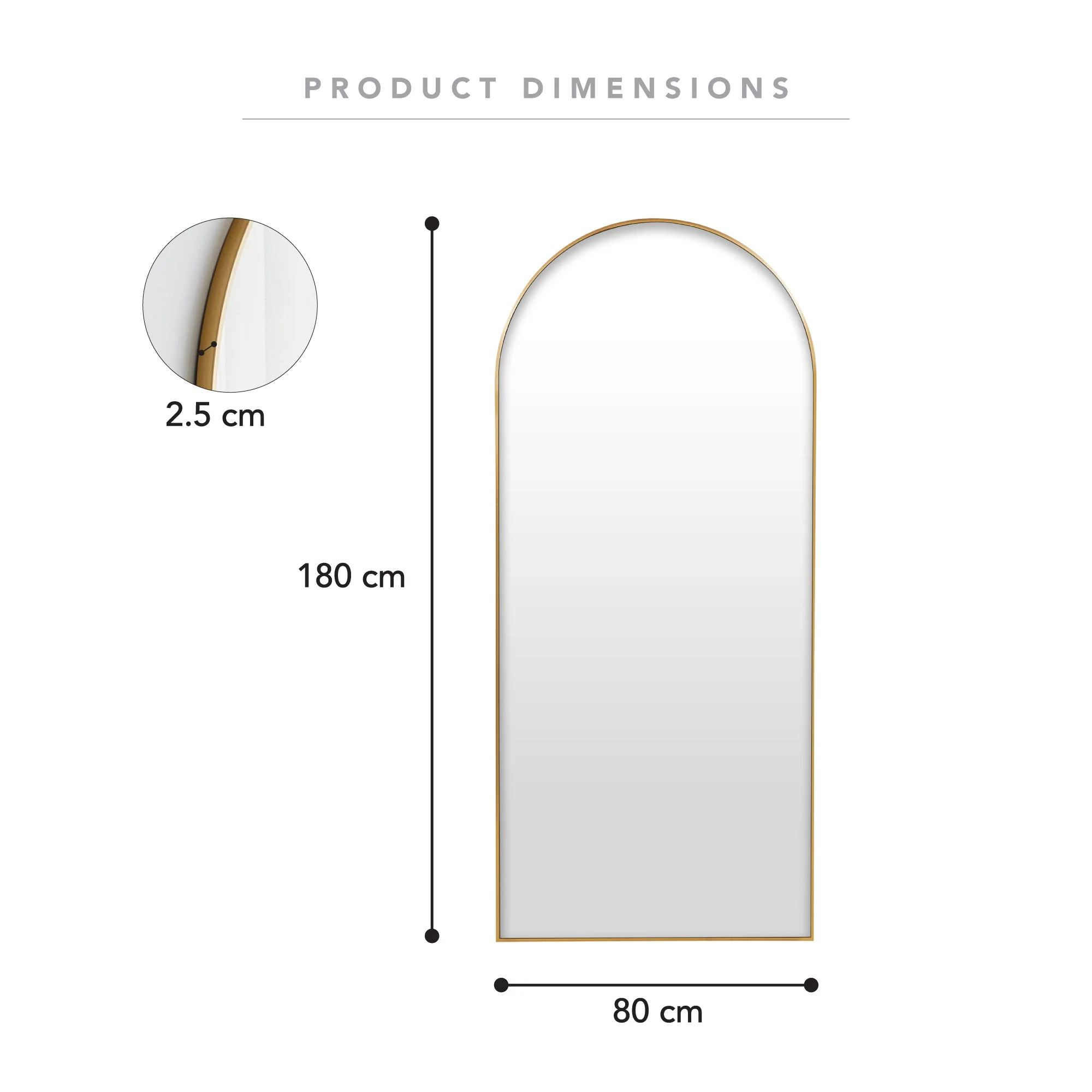 Cindy XL 180cm Arch Mirror Gold - Image 3