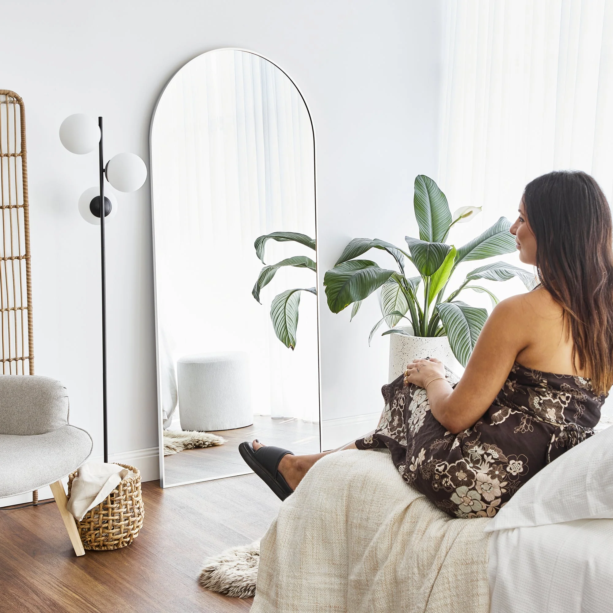 Cindy XL 180cm Arch Mirror White
