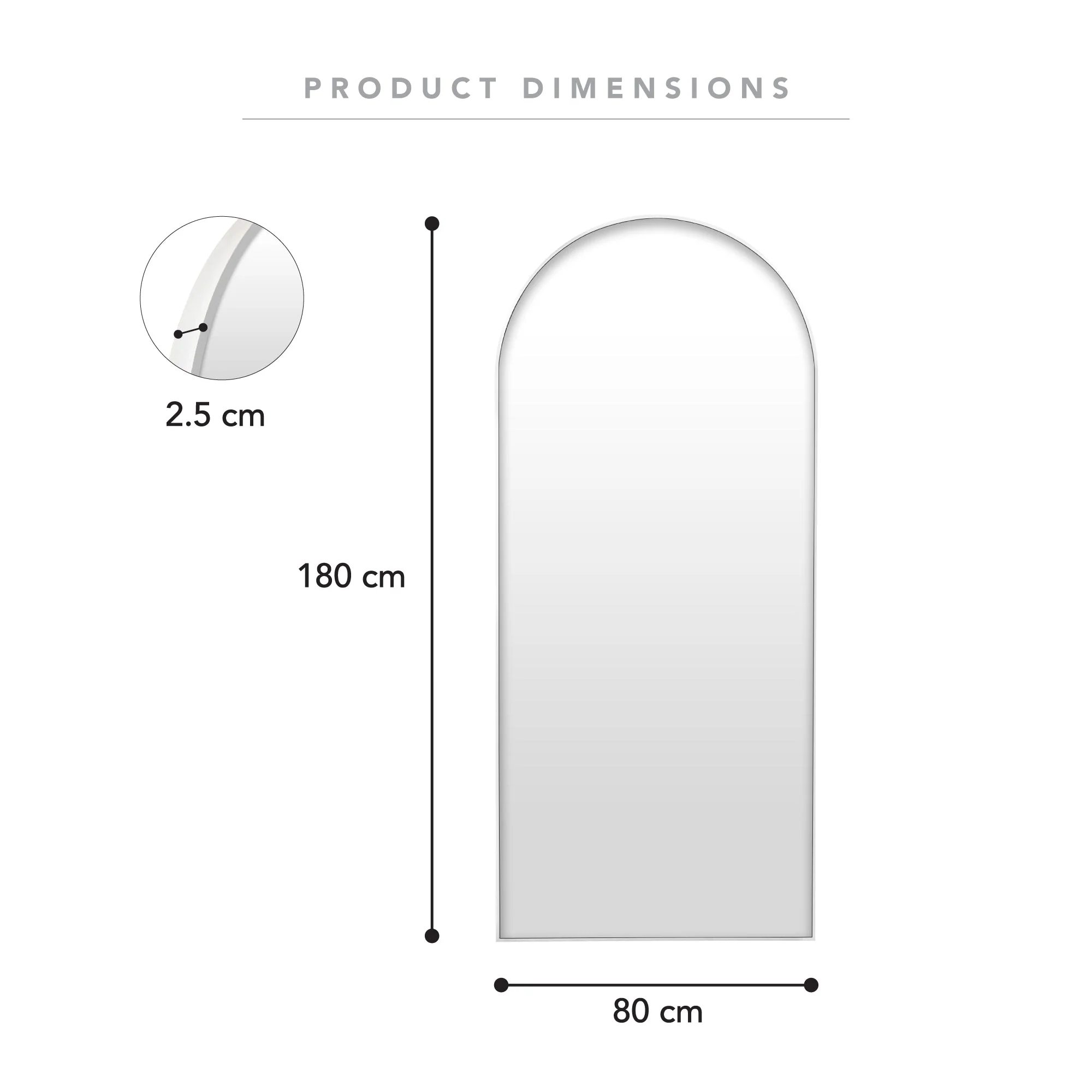 Cindy XL 180cm Arch Mirror White - Image 4