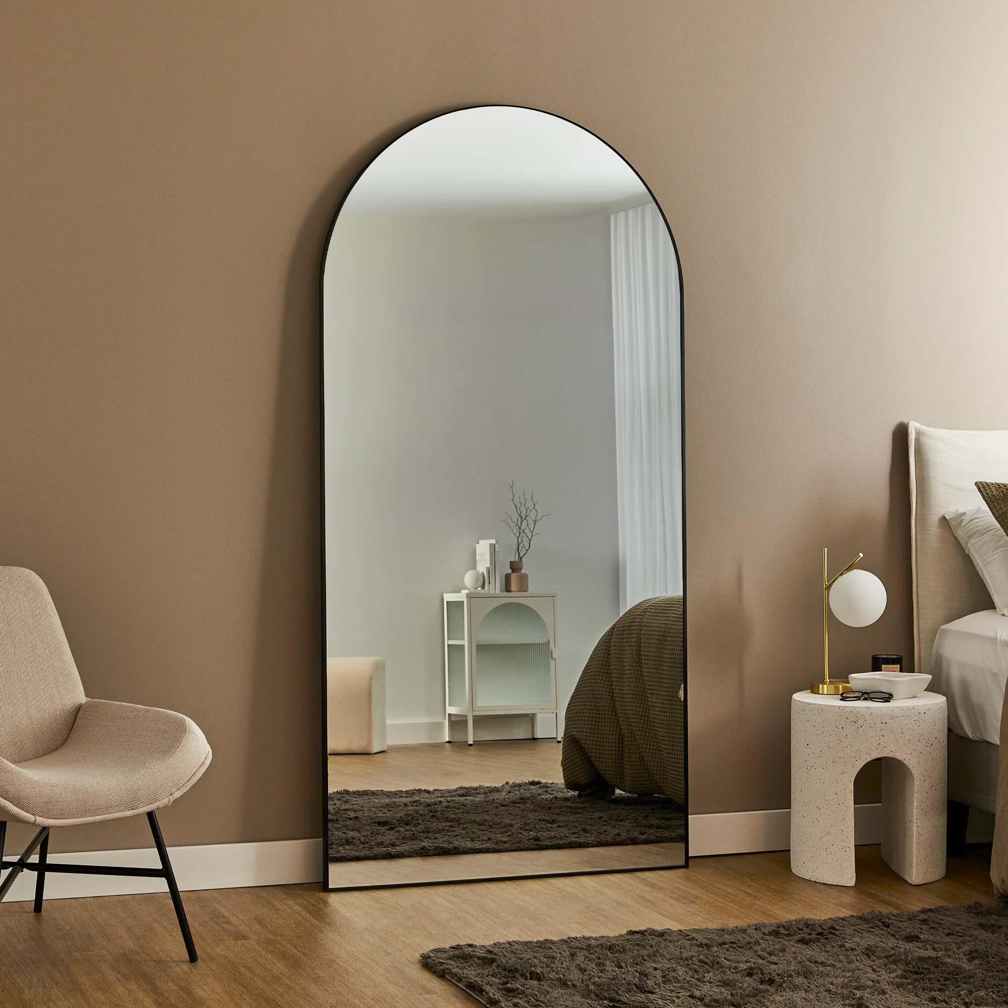 Cindy XXL 200cm Arch Mirror Black