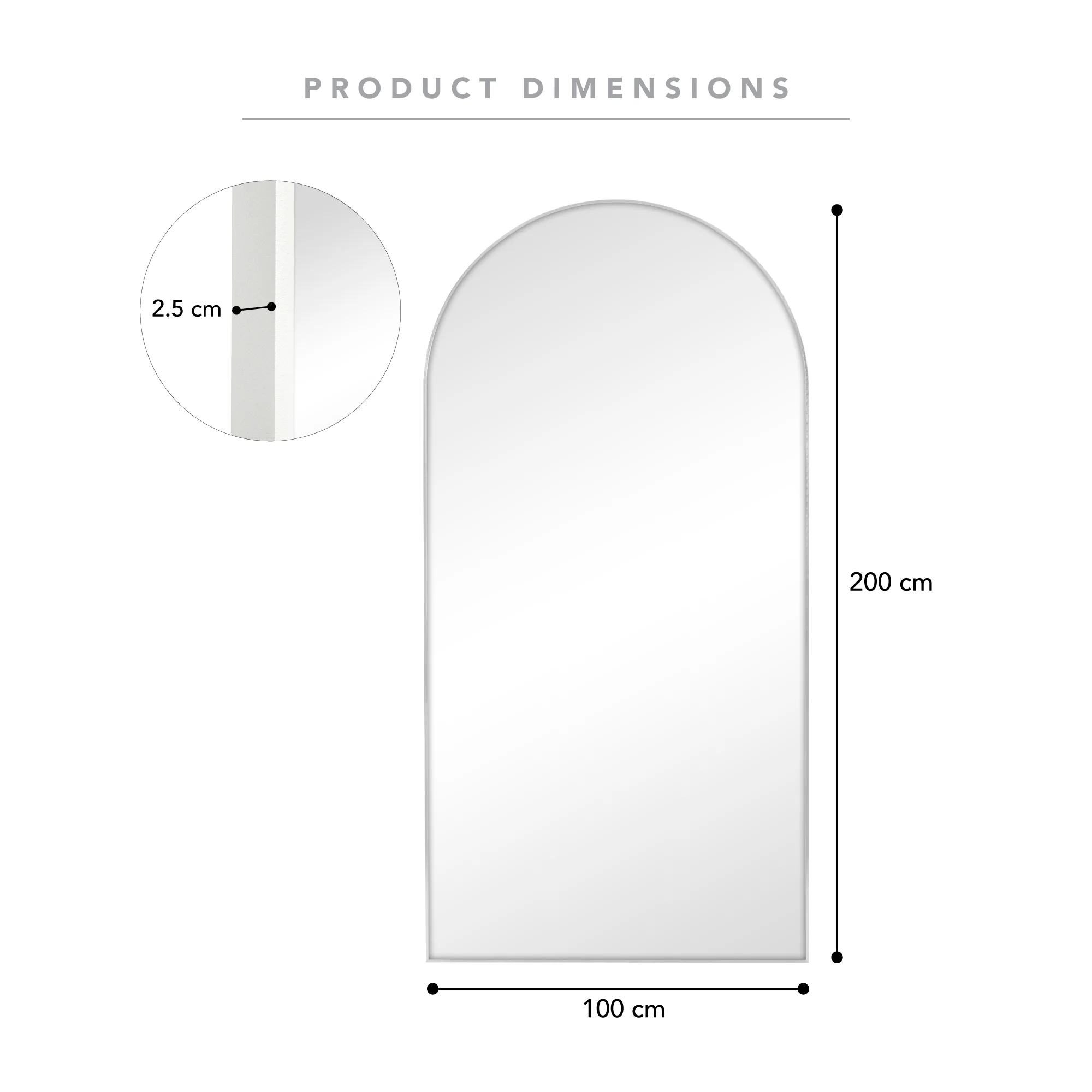 Cindy XXL 200cm Arch Mirror White - Image 3