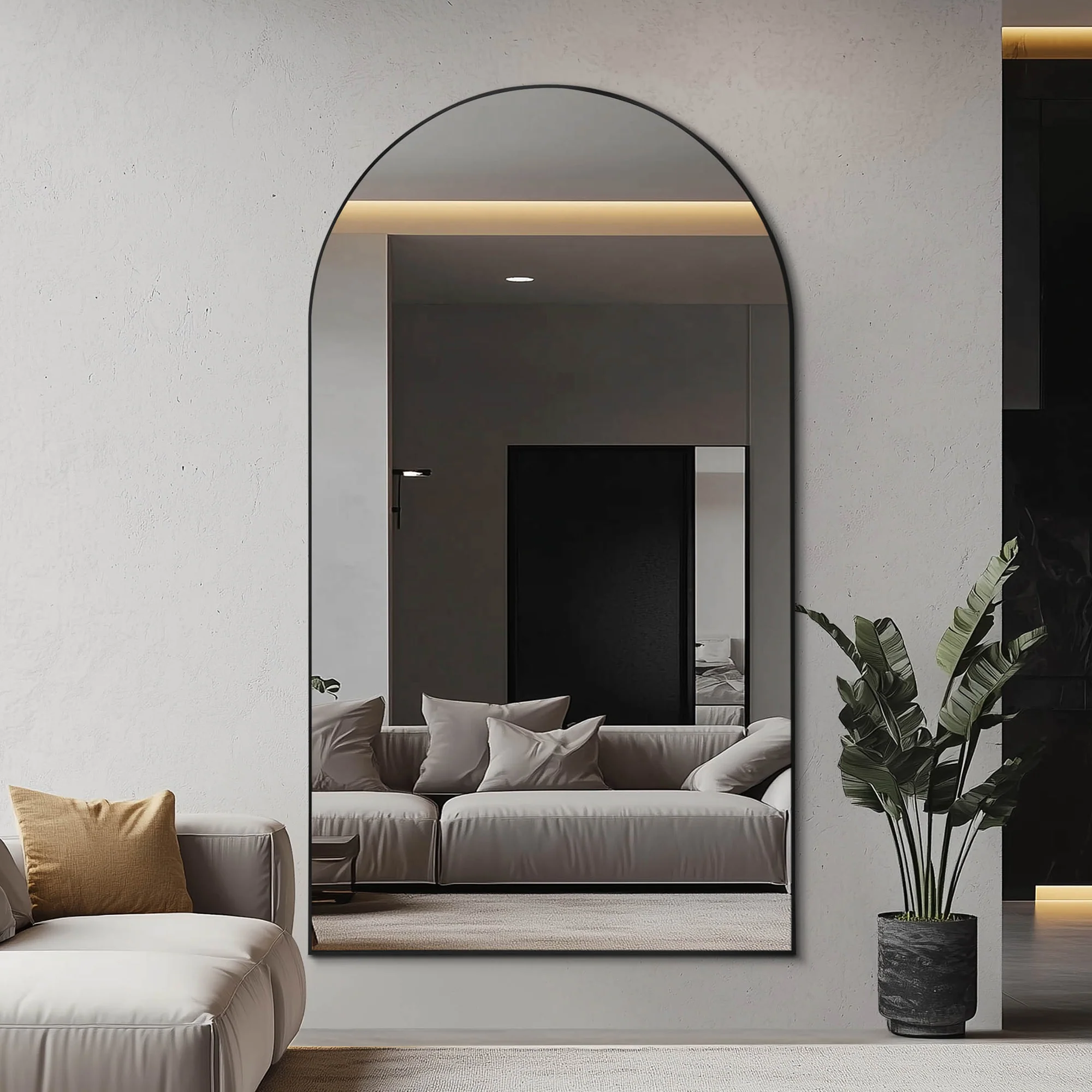 Cindy XXXL 210cm Arch Mirror Black