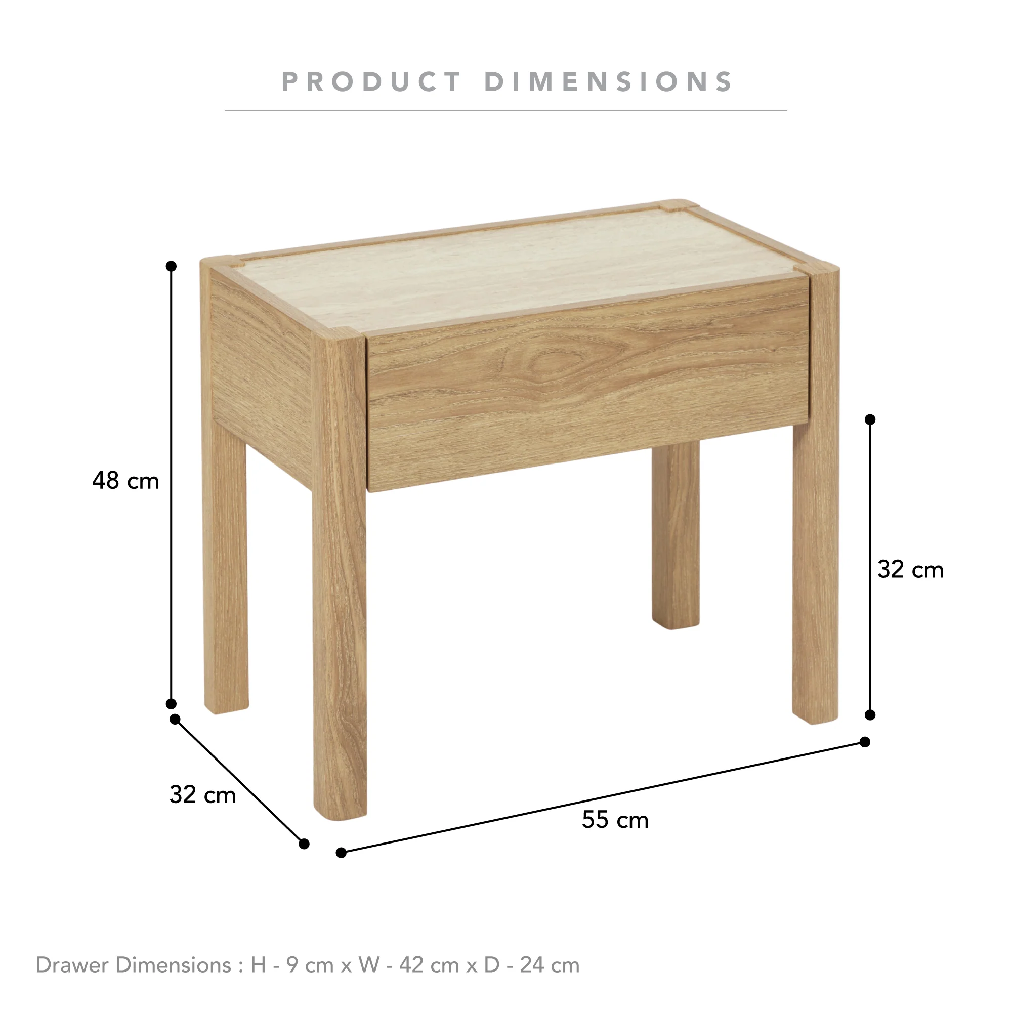 Clarke Bedside Table Oak (Set of 2) - Image 3