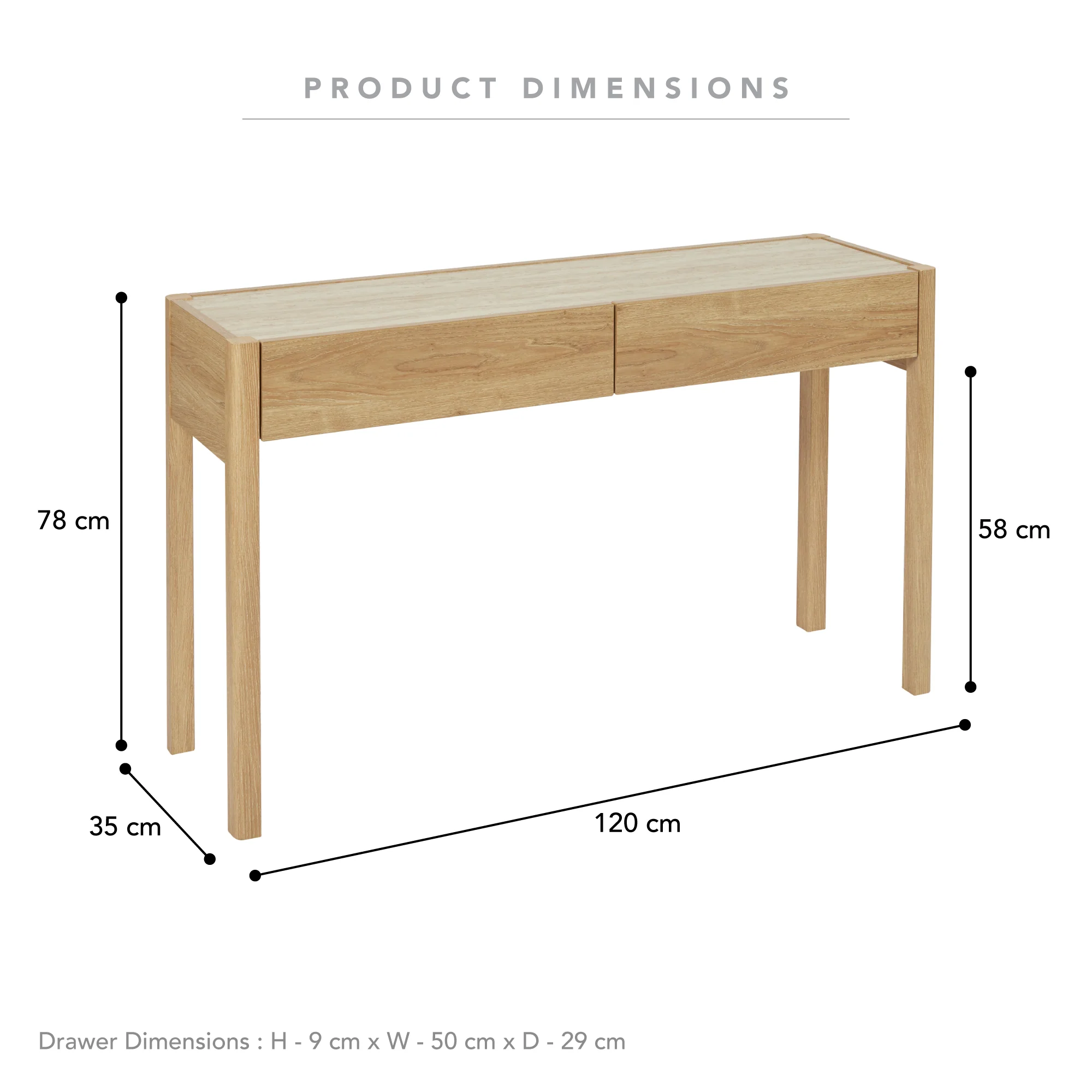 Clarke Console Table Oak (120cm) - Image 3