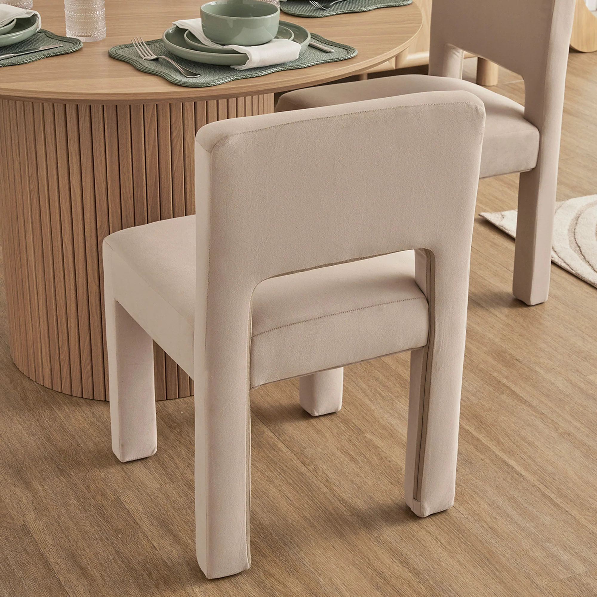 Claude Set of 2 Dining Chairs Beige Velvet - Image 10