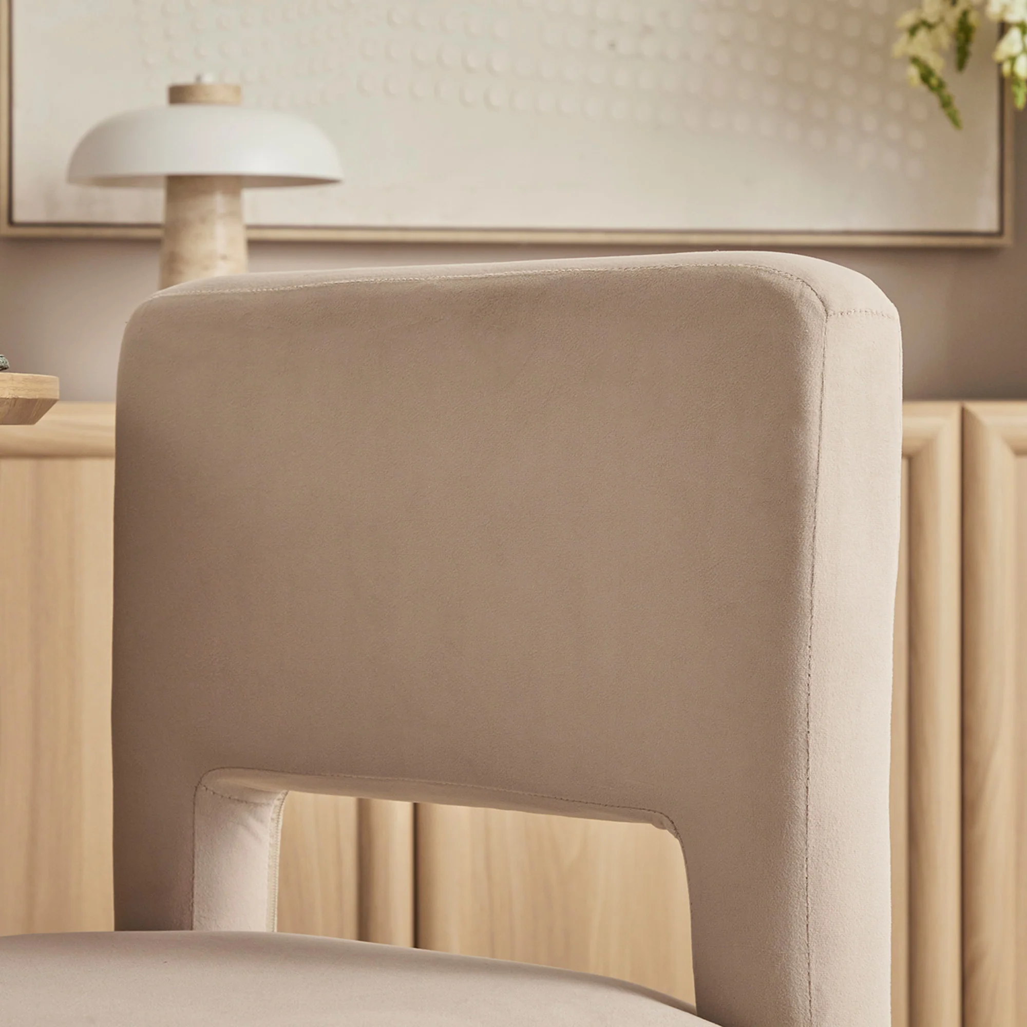 Claude Set of 2 Dining Chairs Beige Velvet - Image 7