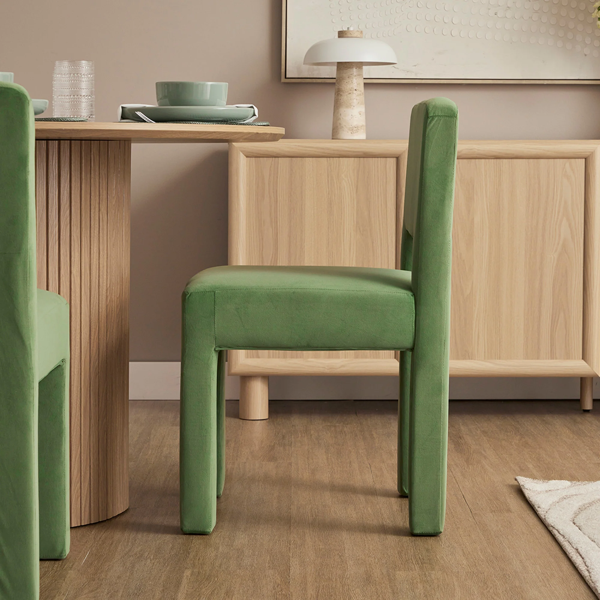Claude Set of 2 Dining Chairs Green Velvet - Image 5