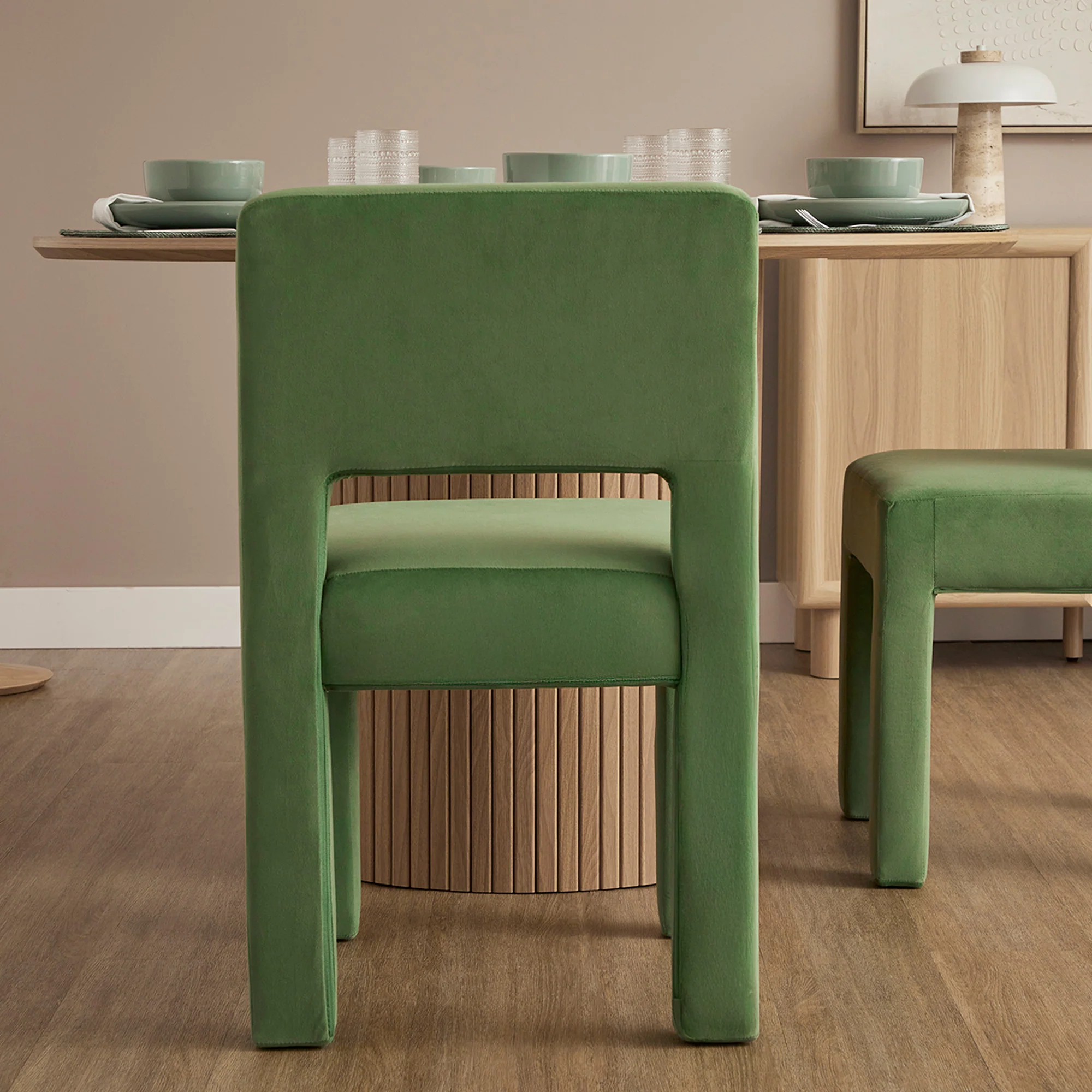 Claude Set of 2 Dining Chairs Green Velvet - Image 9