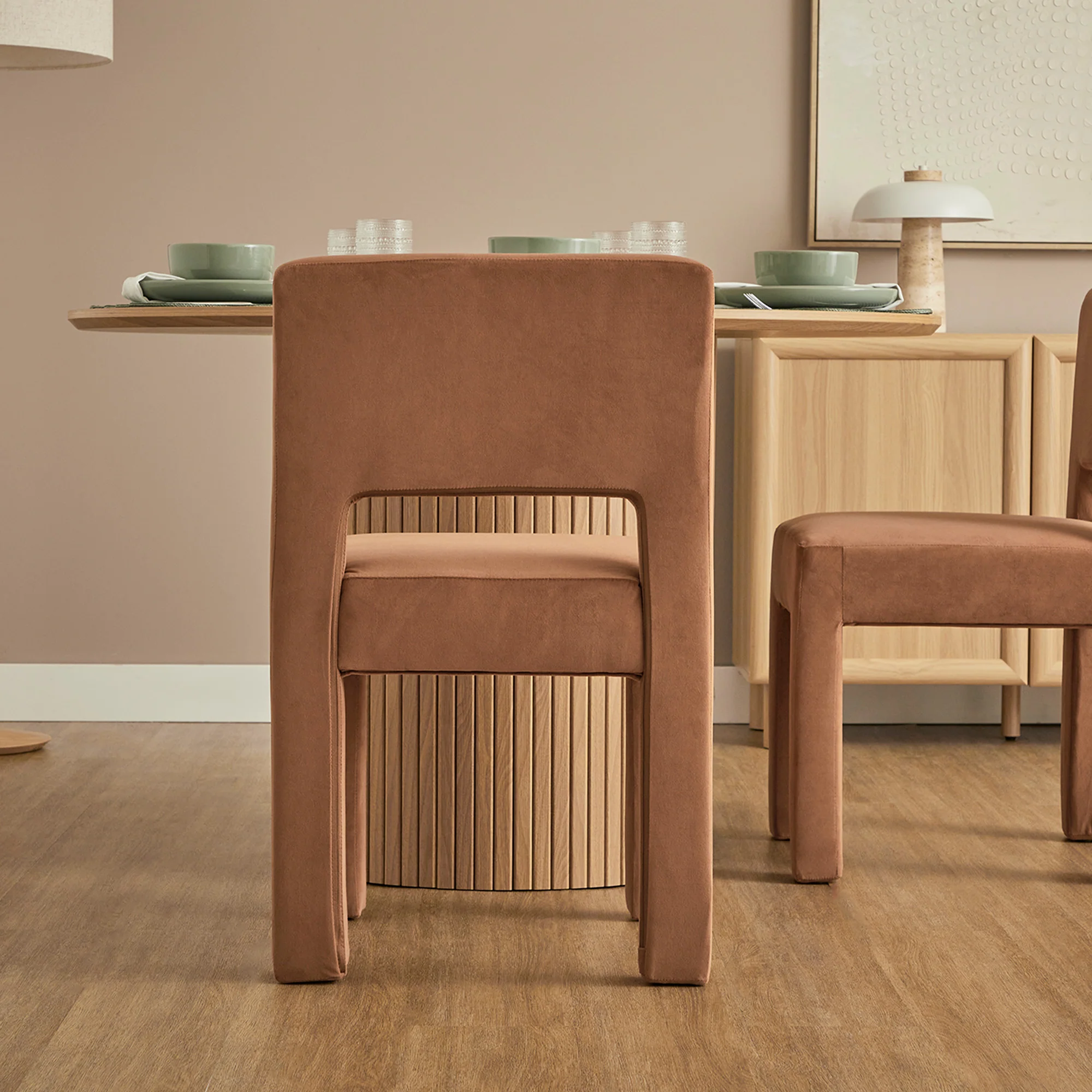 Claude Set of 2 Dining Chairs Rust Velvet - Image 9