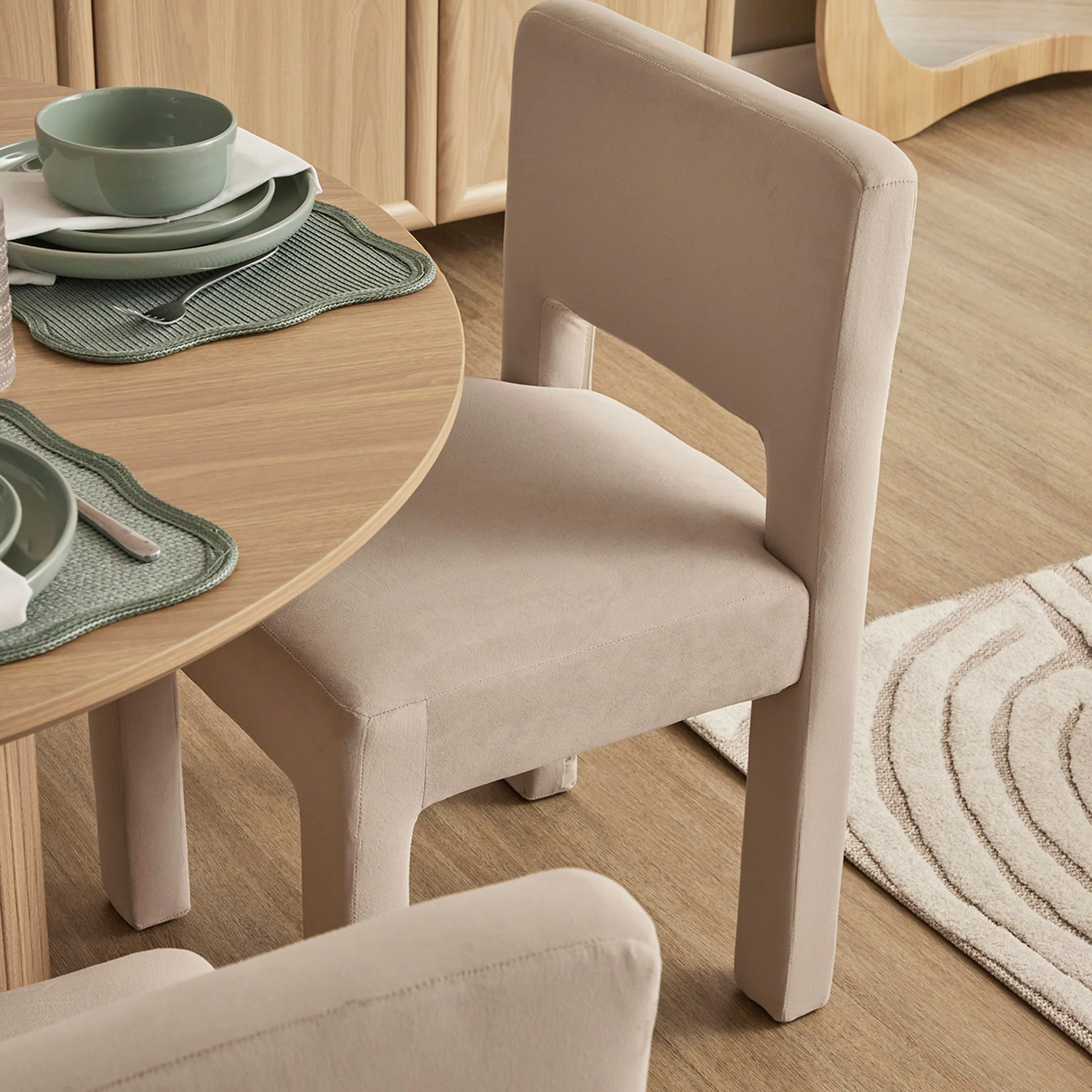 Claude Set of 4 Dining Chairs Beige Velvet - Image 4