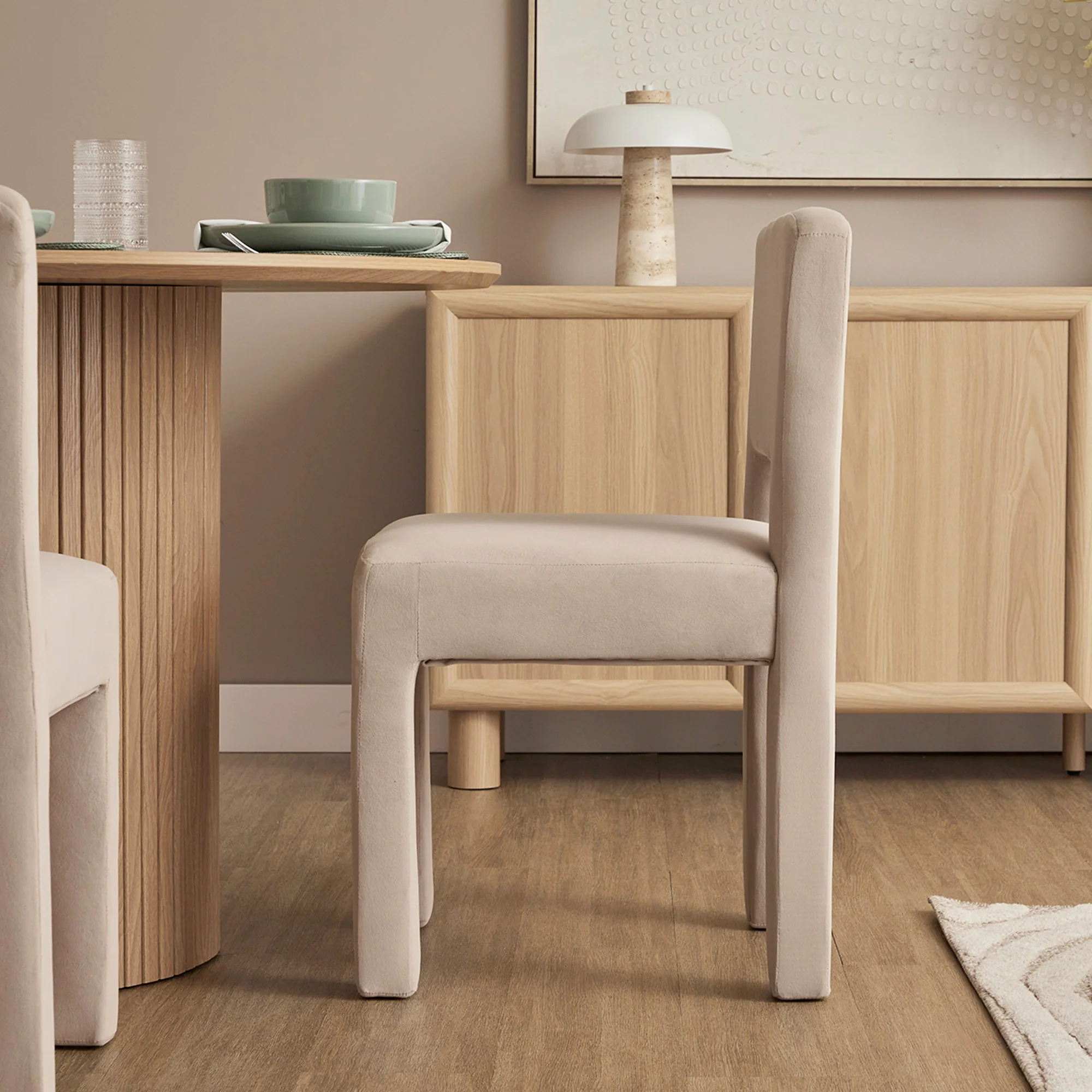 Claude Set of 4 Dining Chairs Beige Velvet - Image 5