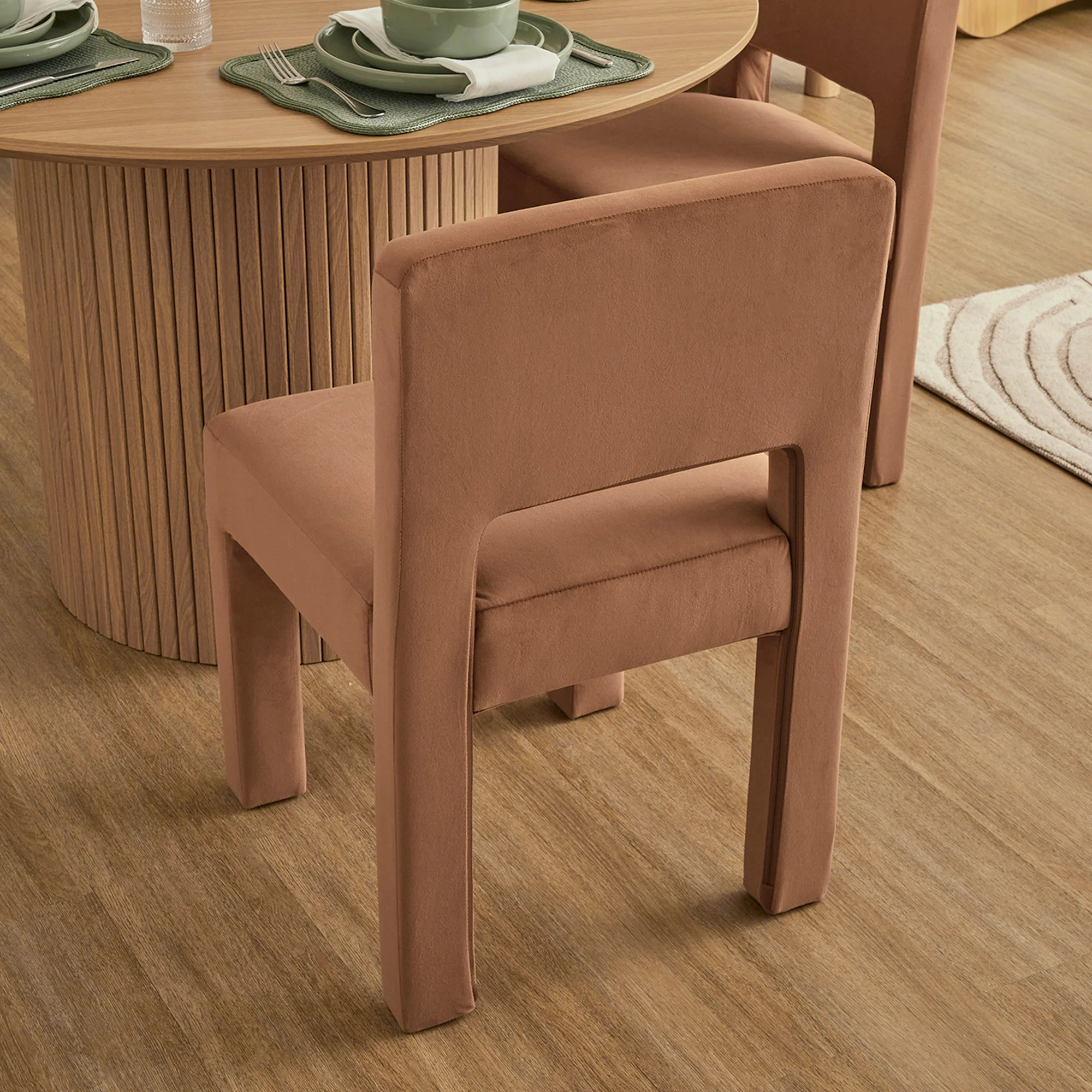 Claude Set of 4 Dining Chairs Rust Velvet - Image 10