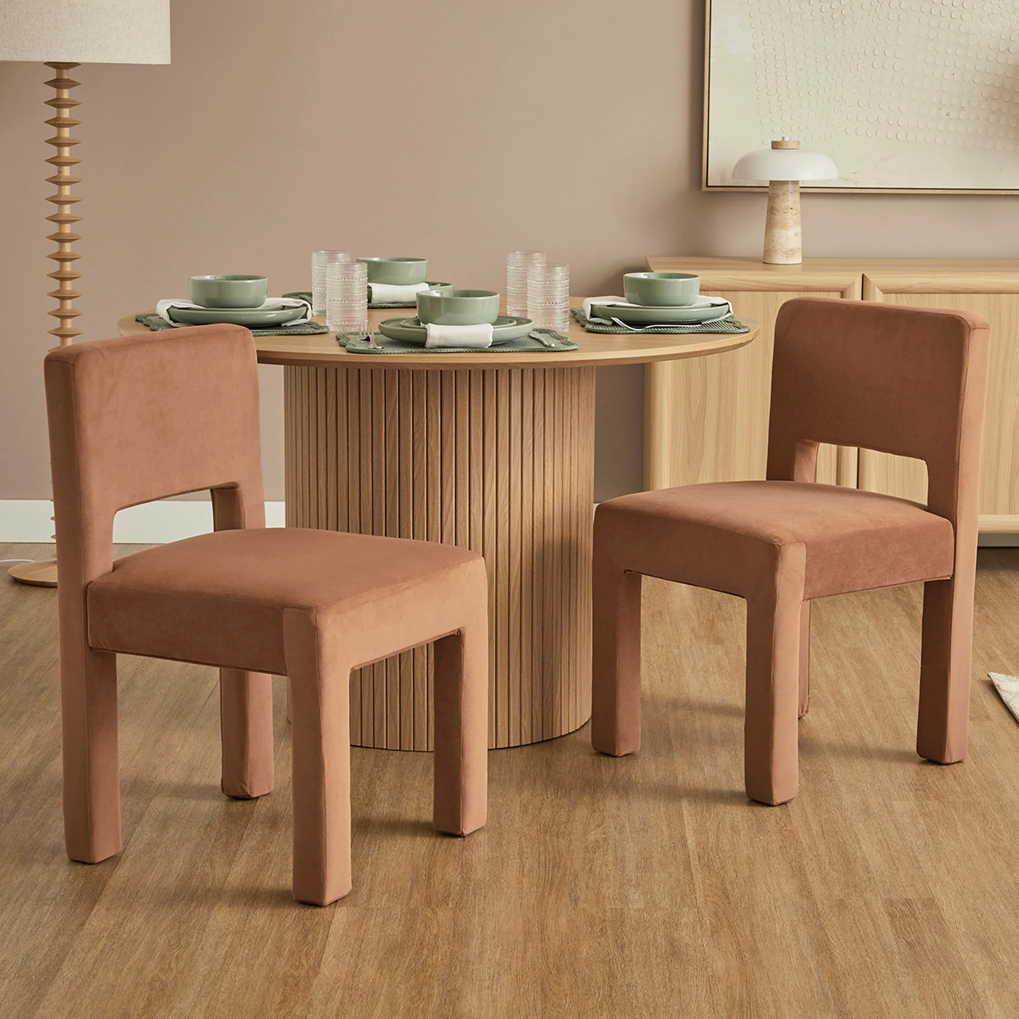 Claude Set of 4 Dining Chairs Rust Velvet - Image 2