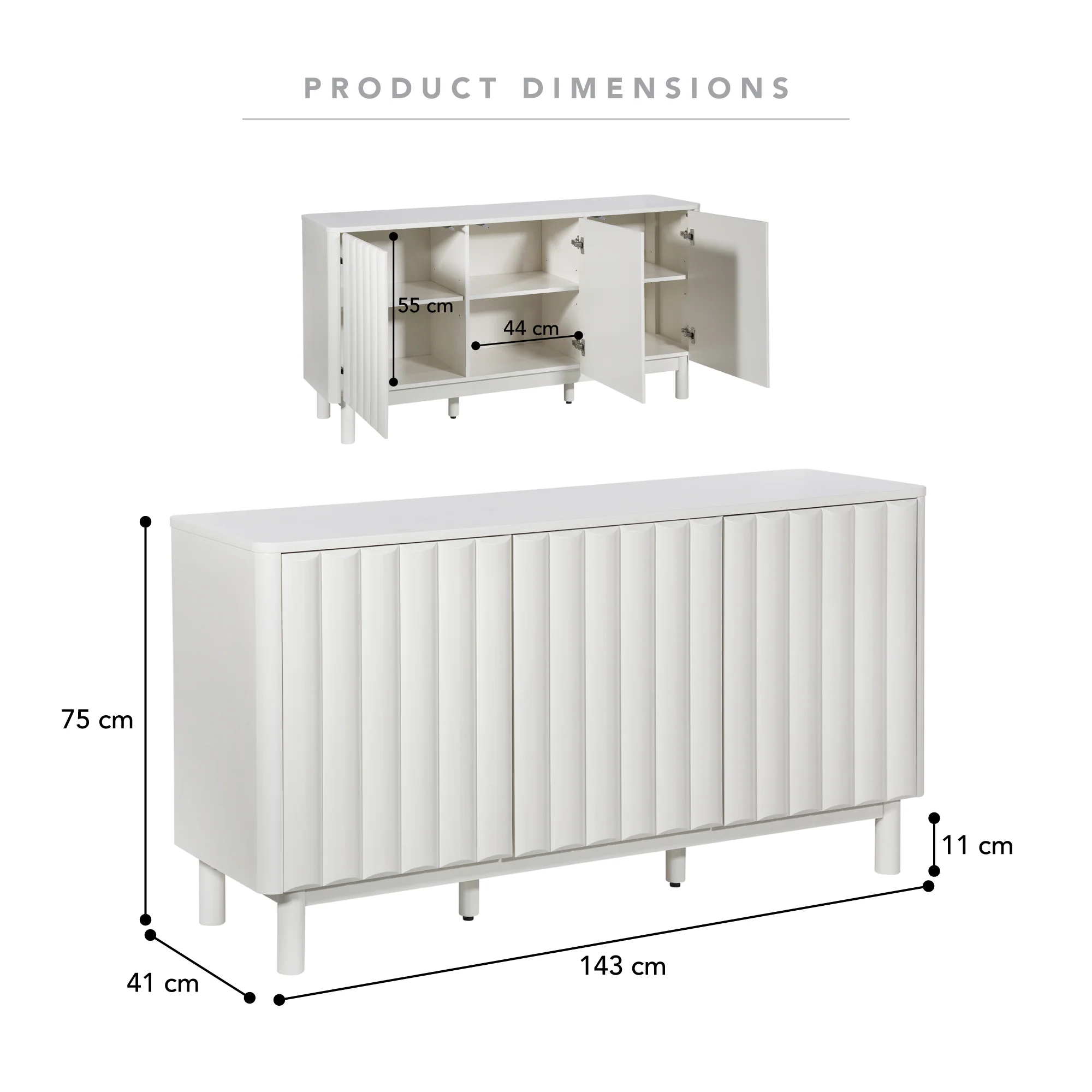 Cosette 3 Door Buffet Off-White (143cm) - Image 3