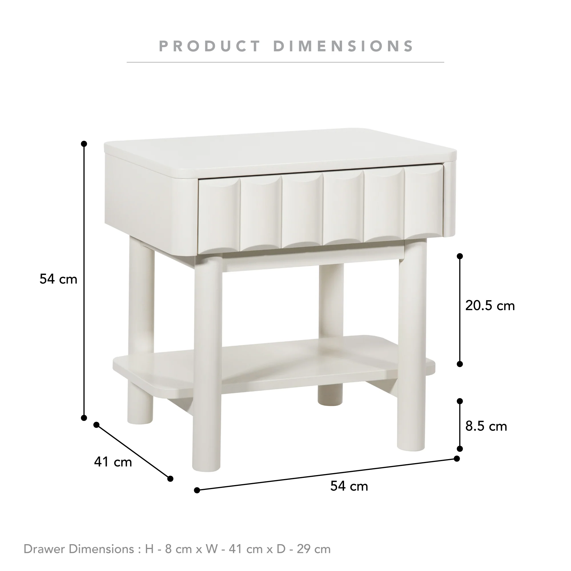 Cosette Bedside Table Off-White - Image 3