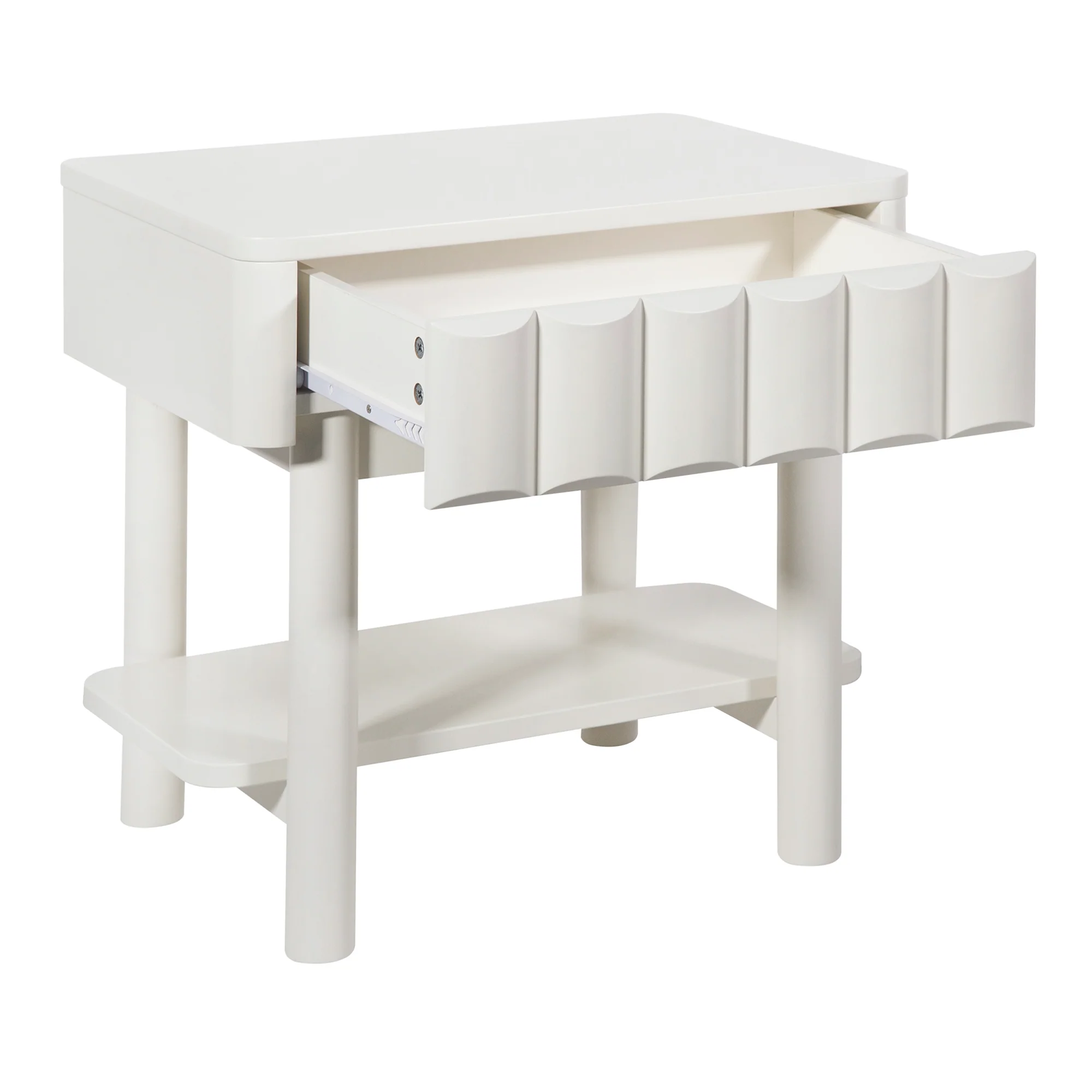 Cosette Bedside Table Off-White (Set of 2) - Image 11
