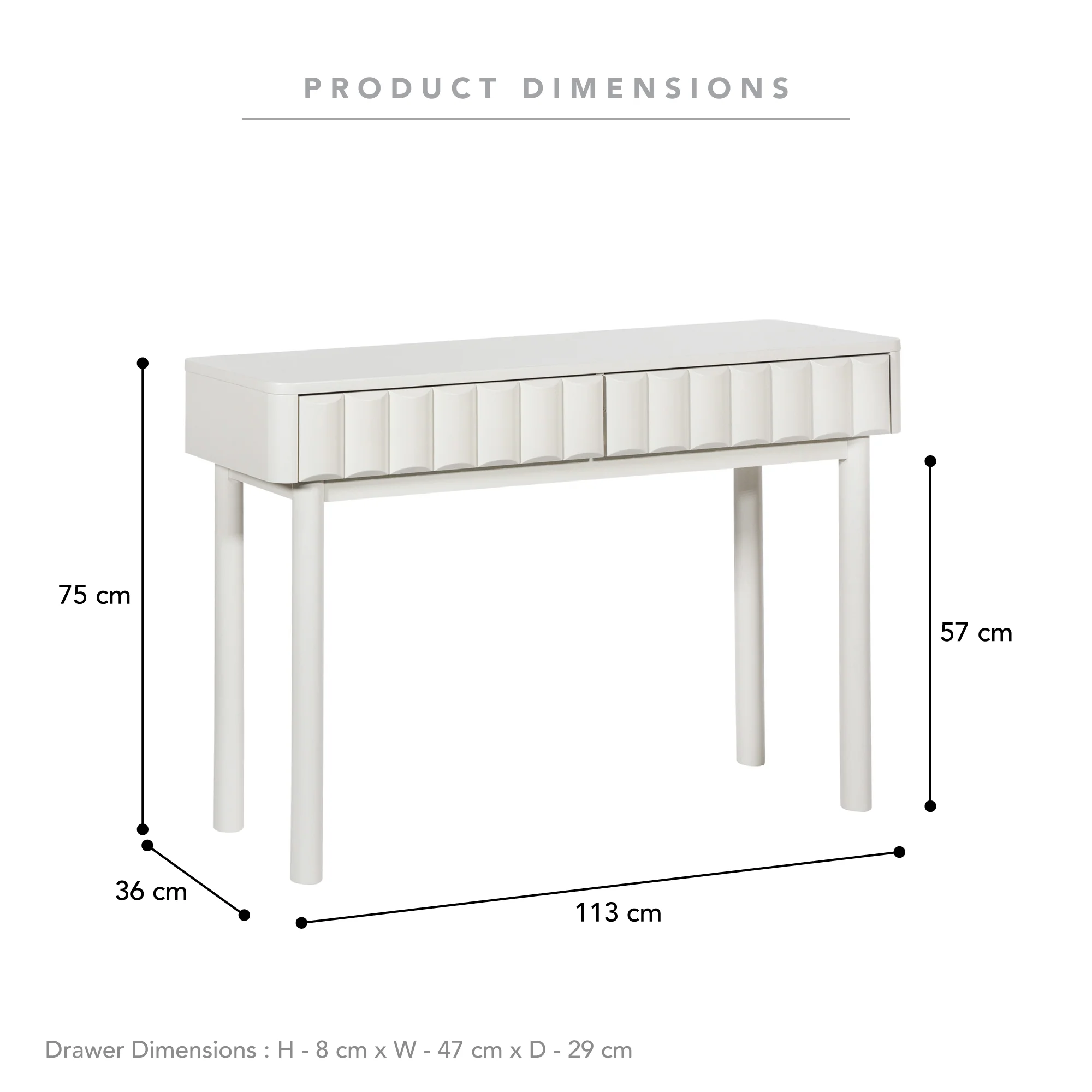 Cosette Console Table Off-White (113cm) - Image 3