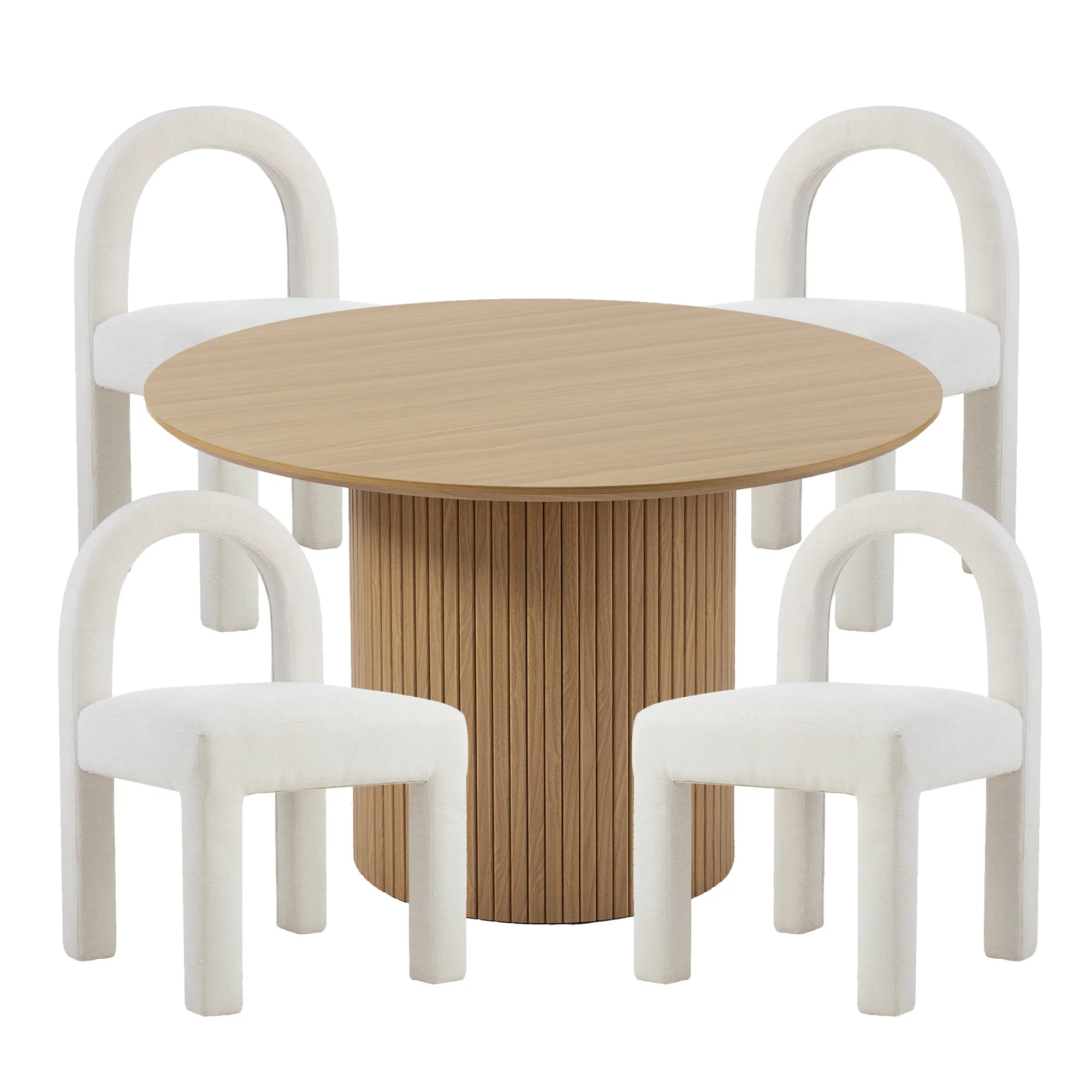 Cove Dining Table Oak and Alexis Set of 4 Dining Chairs Cream Set