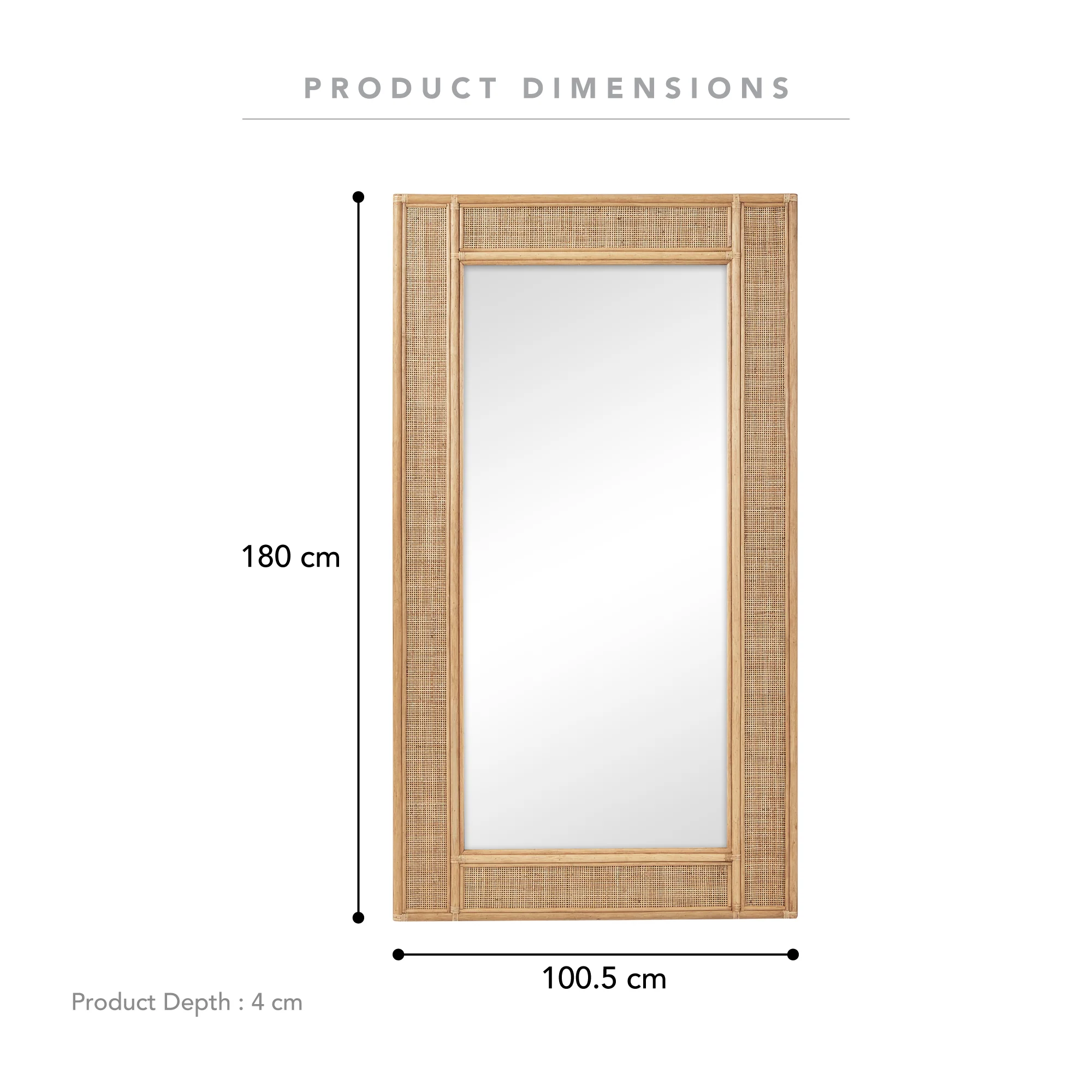 Cove Rattan 180cm Rectangle Mirror - Image 3