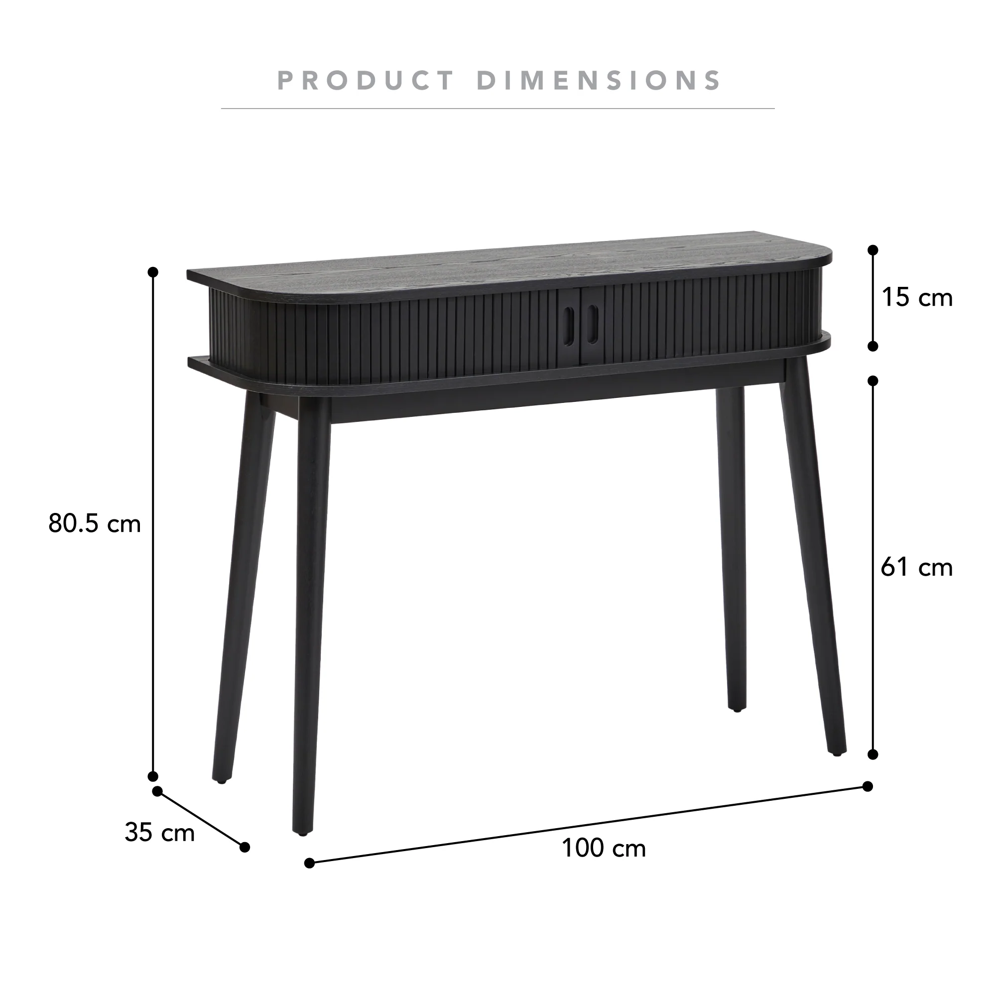 Curve Console Table Black (100cm) - Image 3