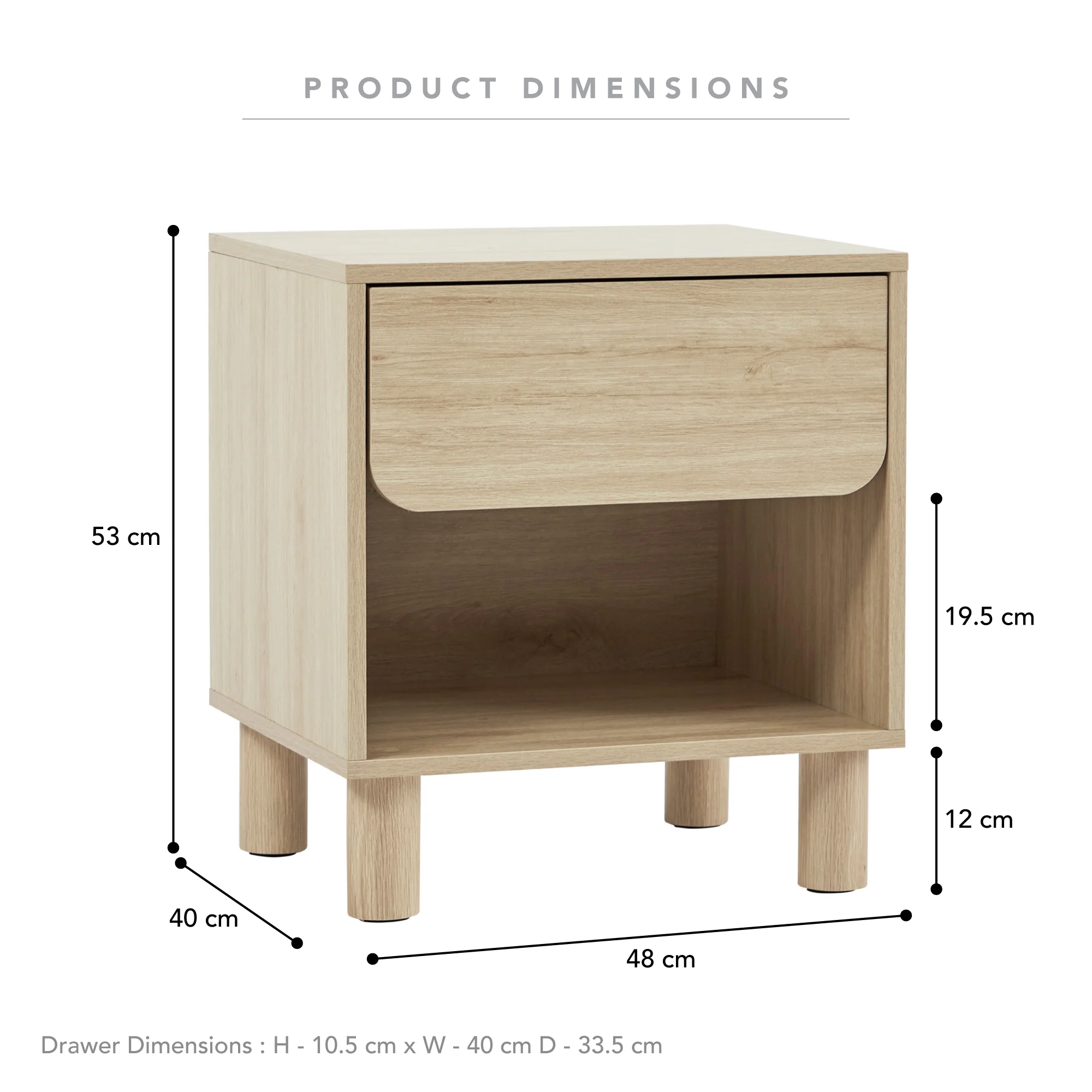 Davis Bedside Table Oak - Image 3