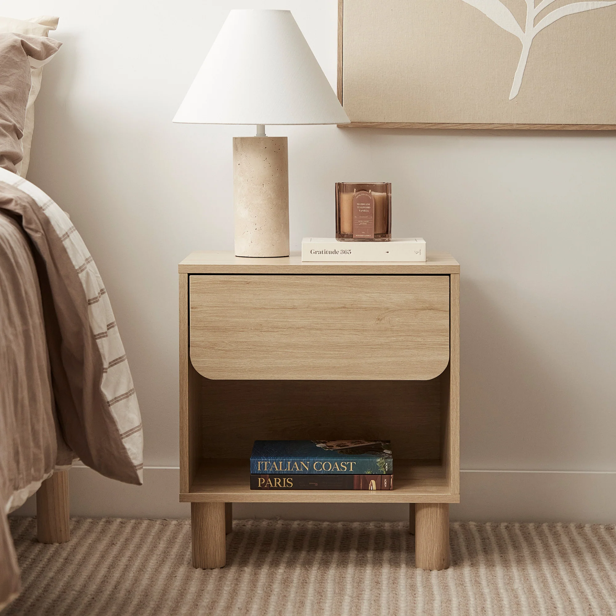 Davis Bedside Table Oak - Image 5