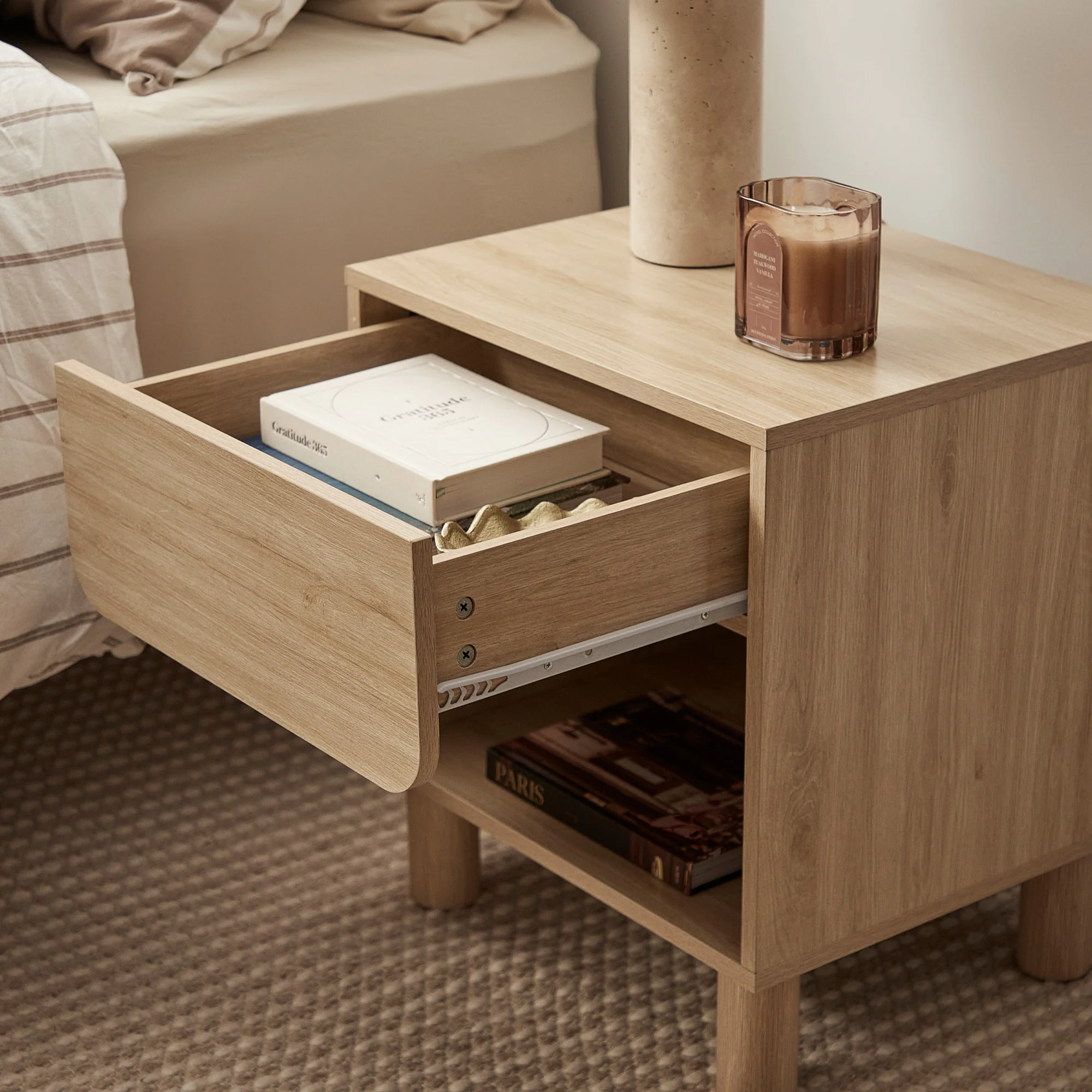 Davis Bedside Table Oak - Image 6