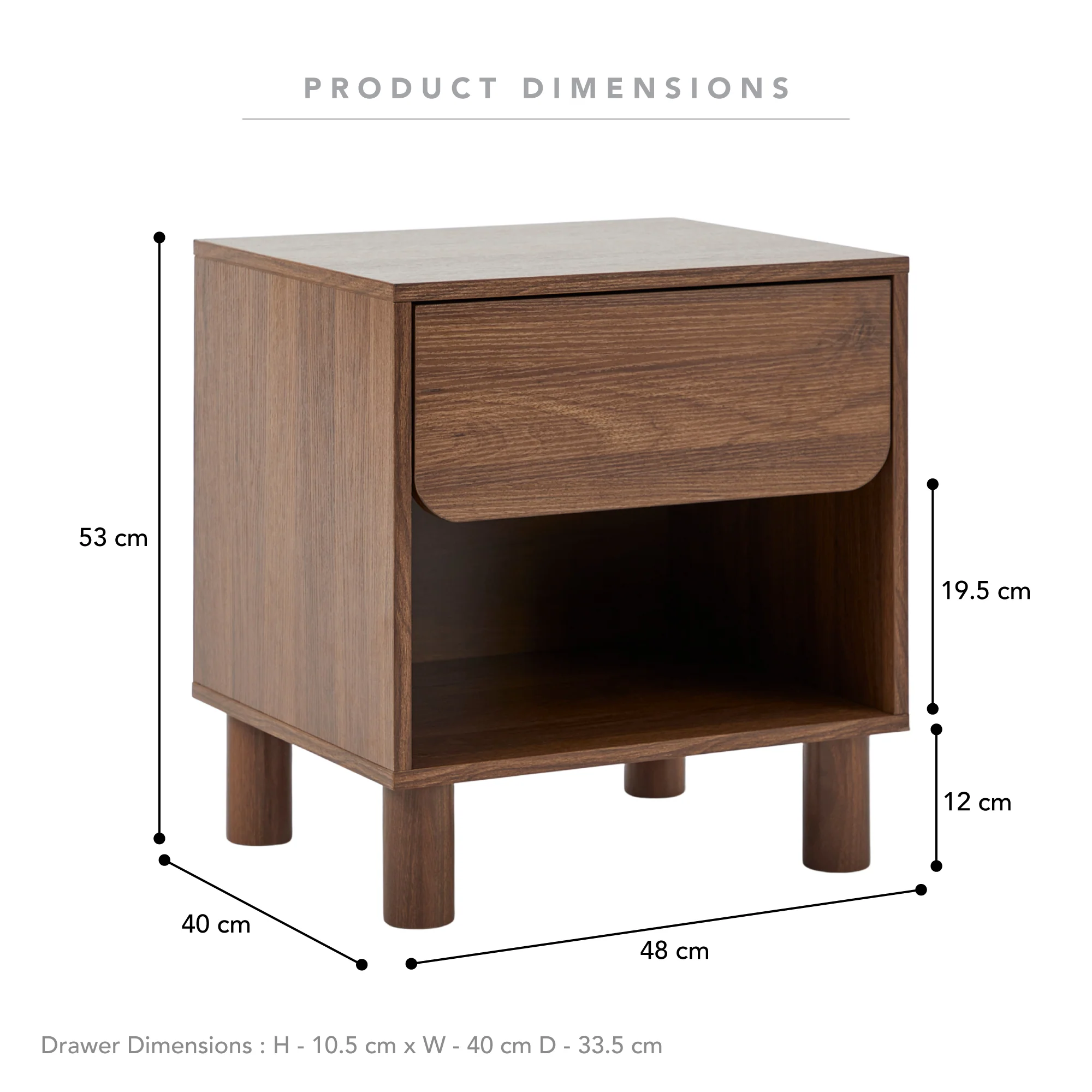 Davis Bedside Table Walnut (Set of 2) - Image 3