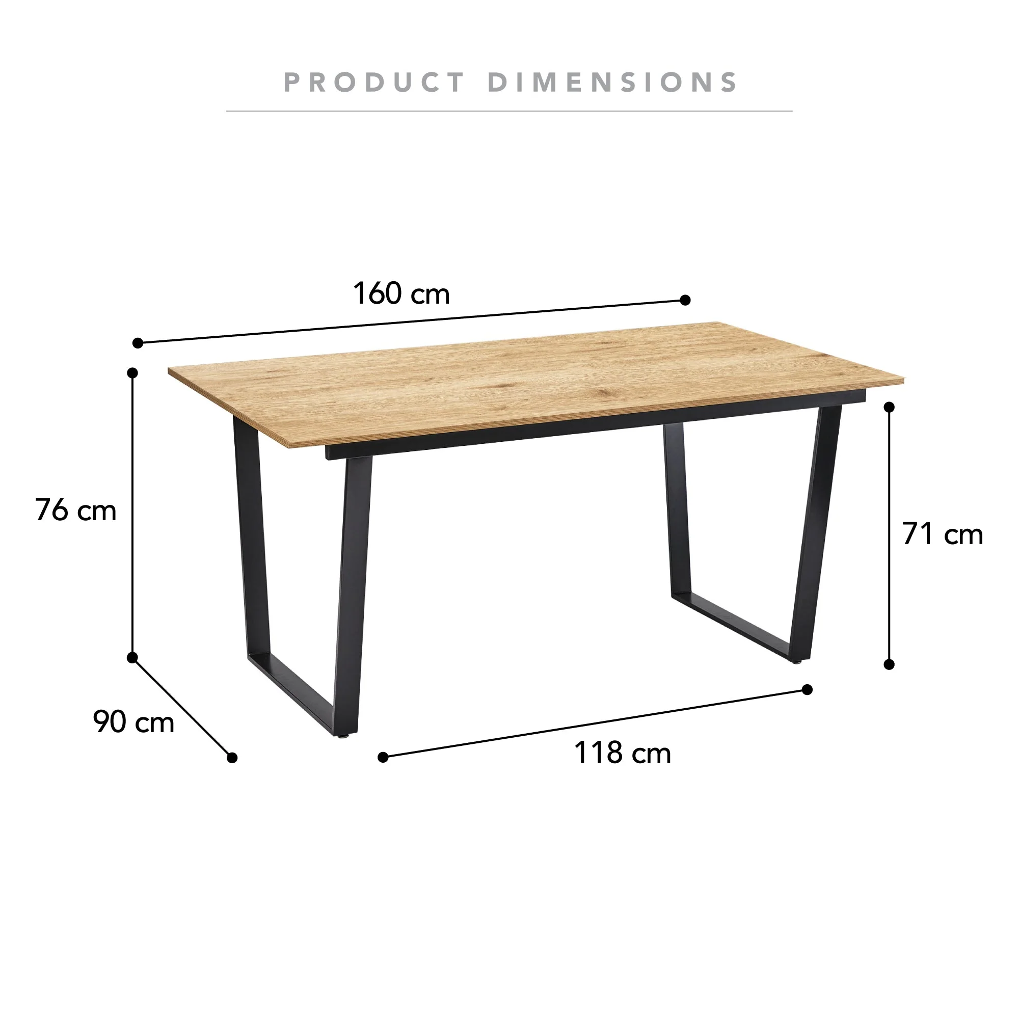 Arizona Dining Table Oak (160cm) - Image 3