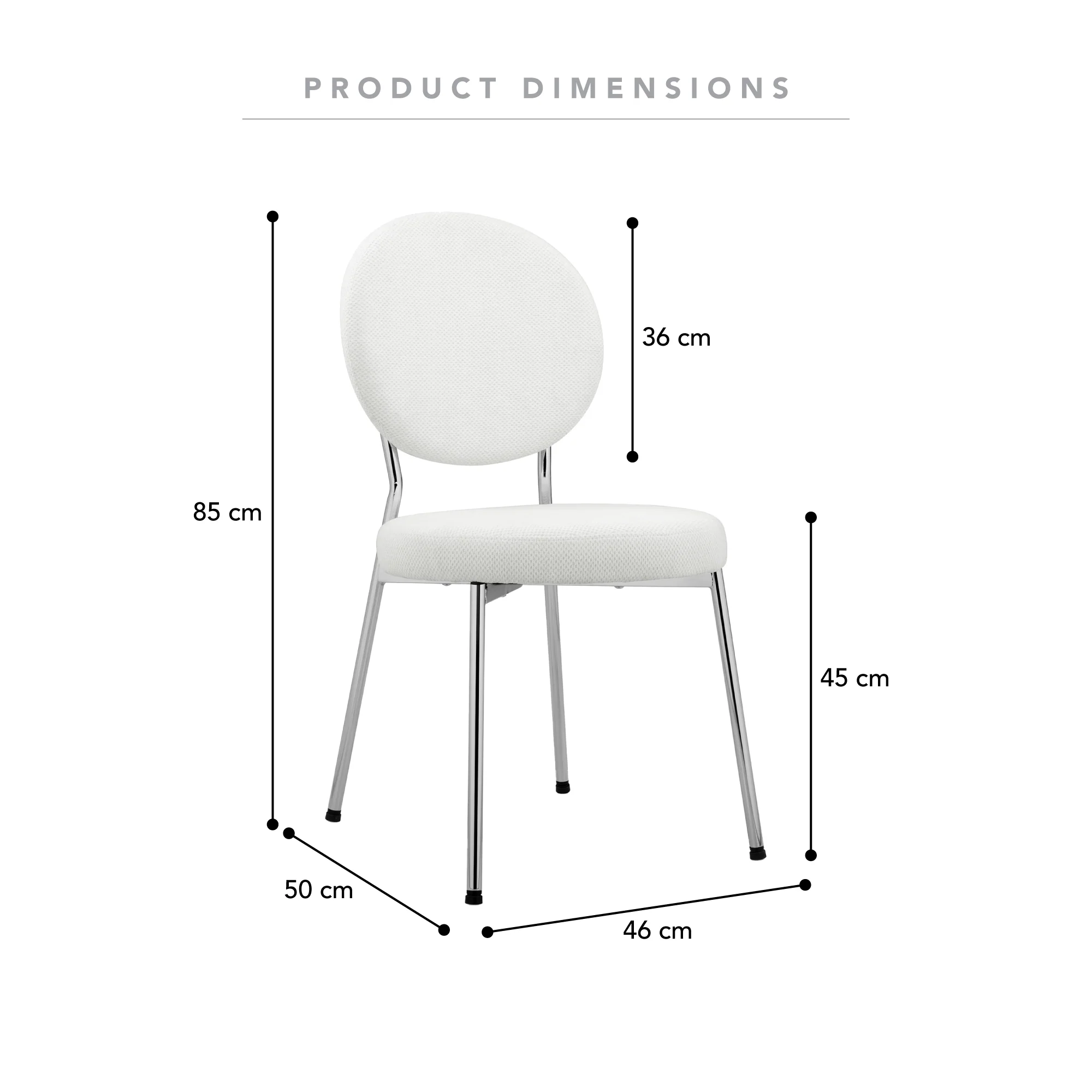 Dora Set of 2 Dining Chairs Chrome and Cream - Image 3