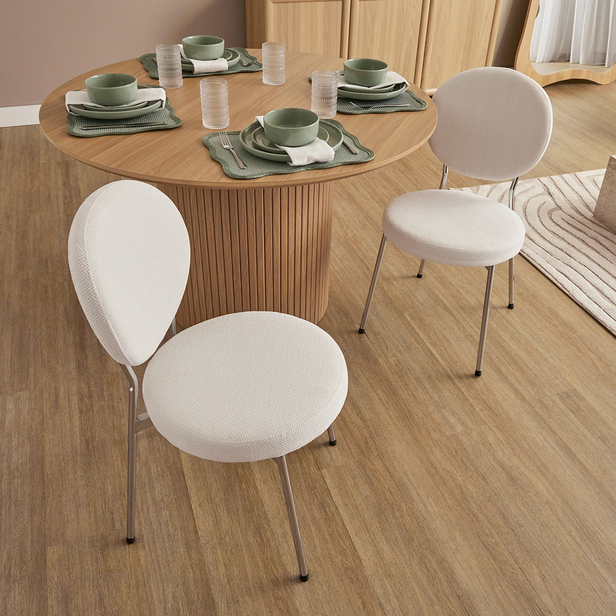 Dora Set of 4 Dining Chairs Chrome and Cream - Image 8