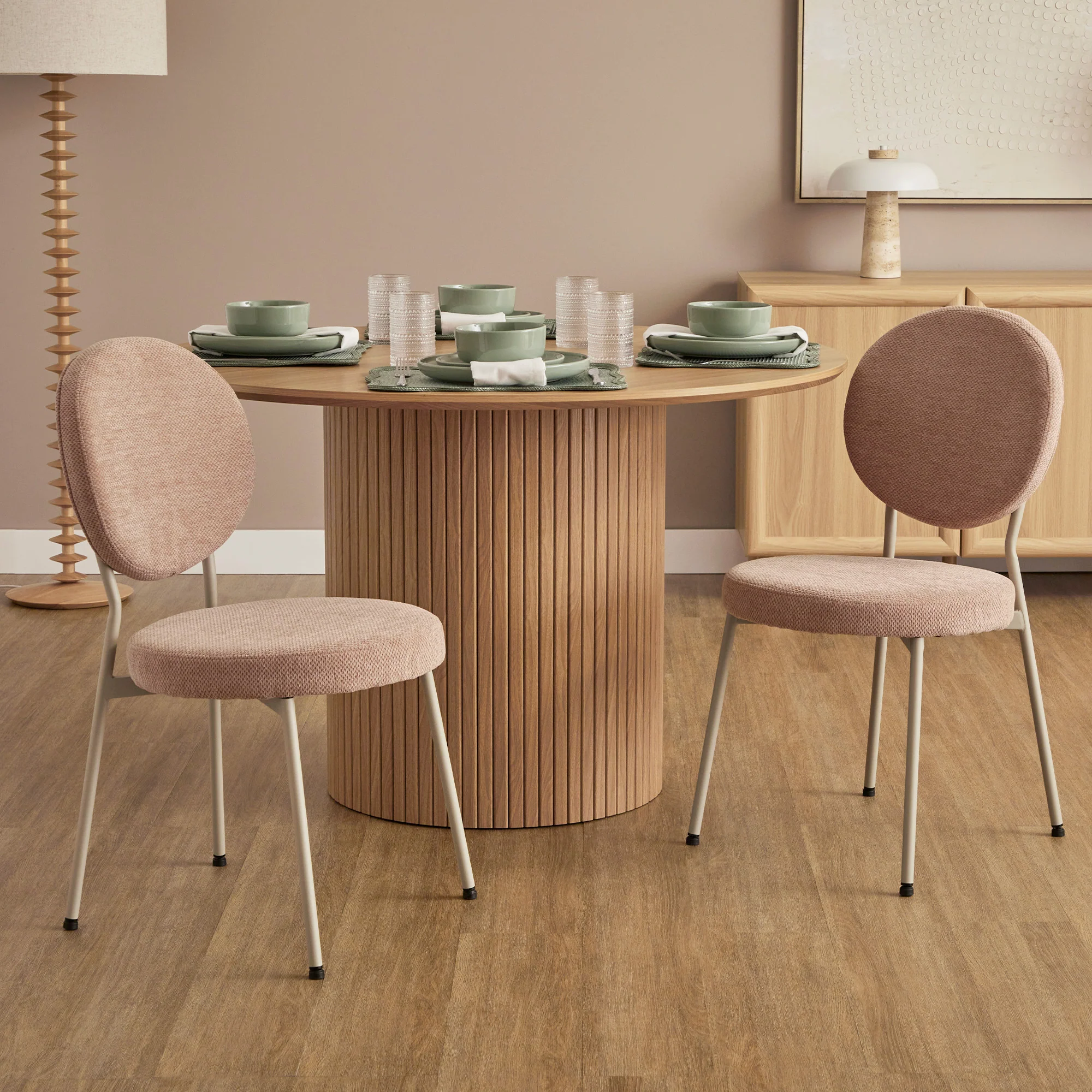 Dora Set of 4 Dining Chairs Pink and Grey - Image 2