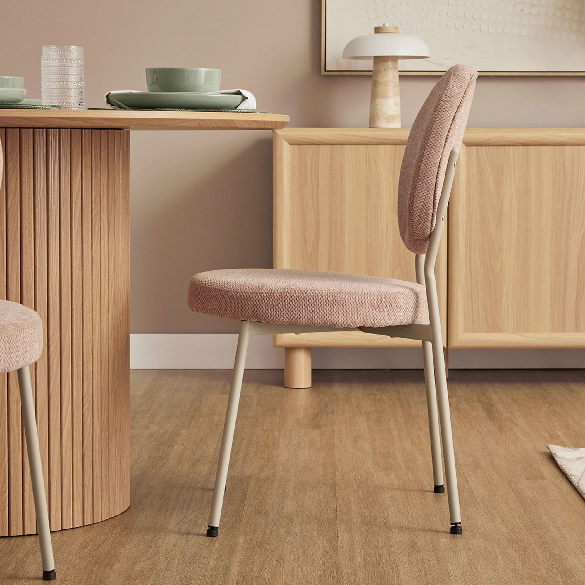 Dora Set of 4 Dining Chairs Pink and Grey - Image 5