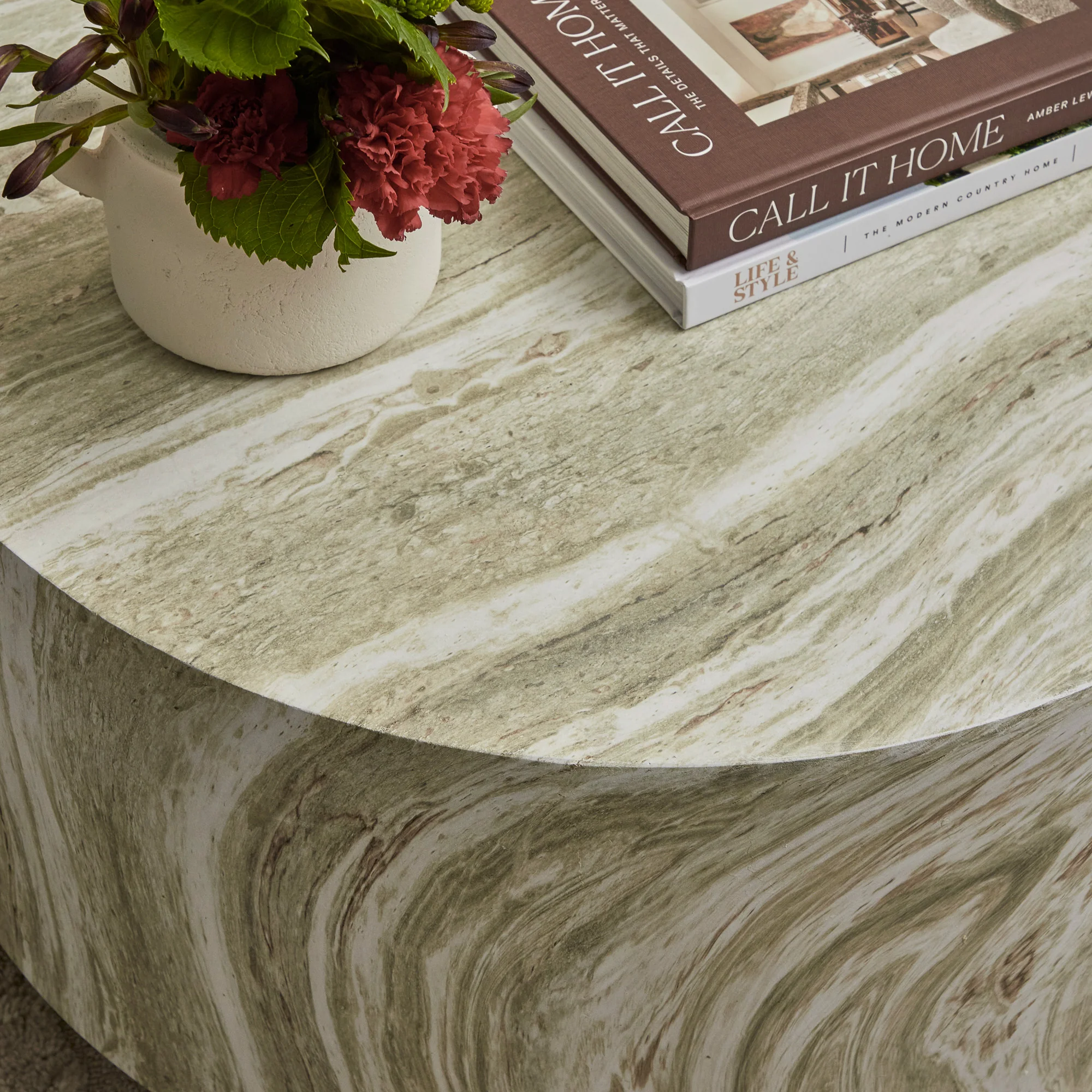 Elena Green Marble Look Coffee Table - Image 4