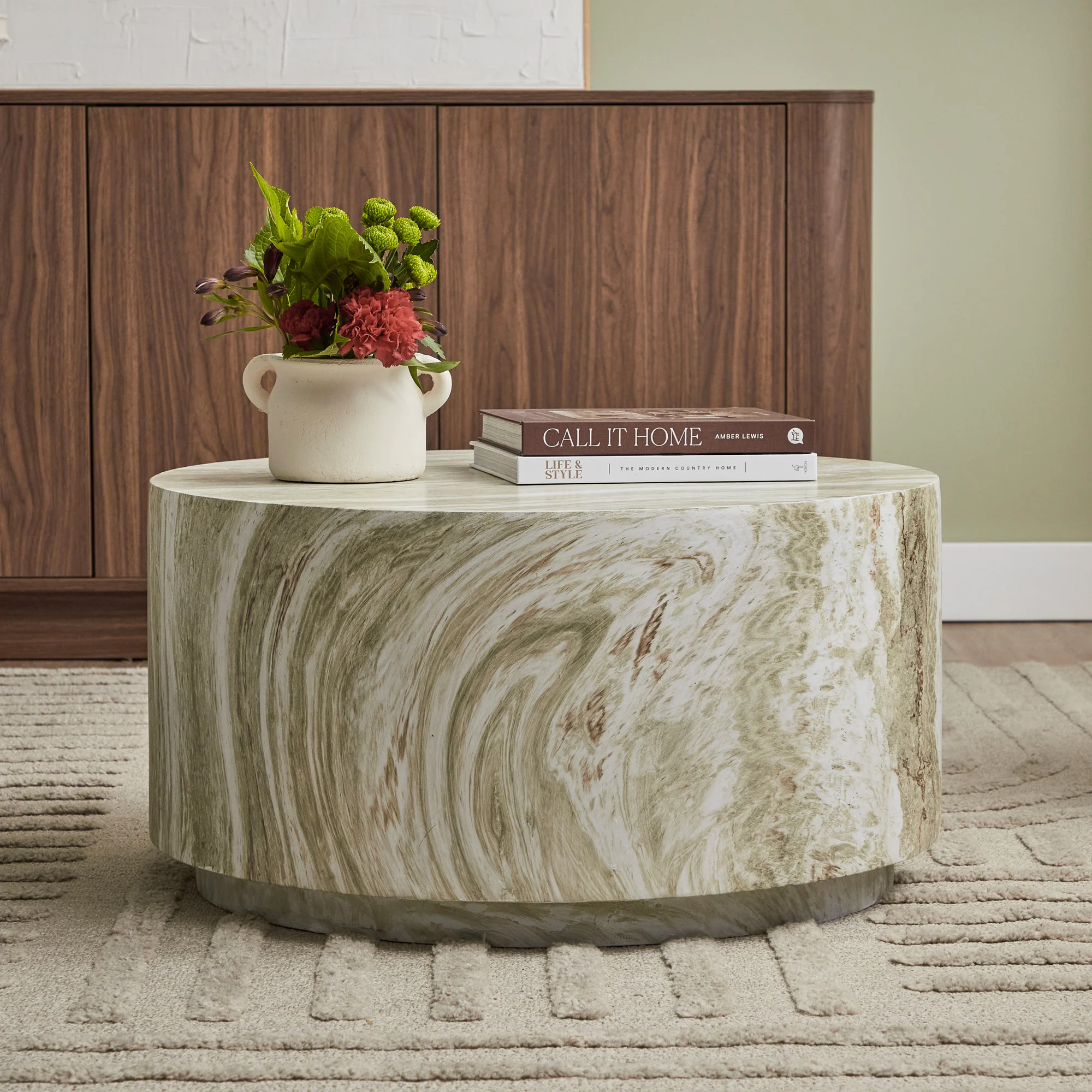 Elena Green Marble Look Coffee Table - Image 6